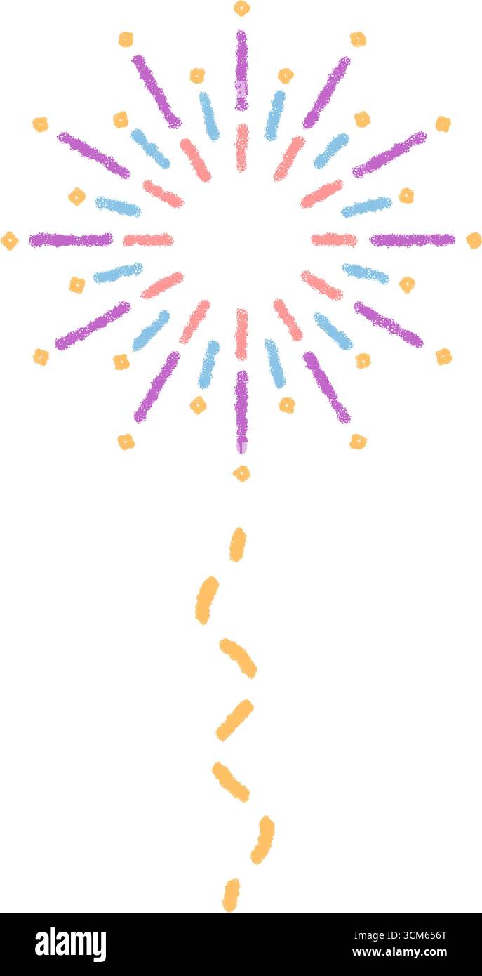 Festive Crayon Firework Burst Pattern Stock Vector