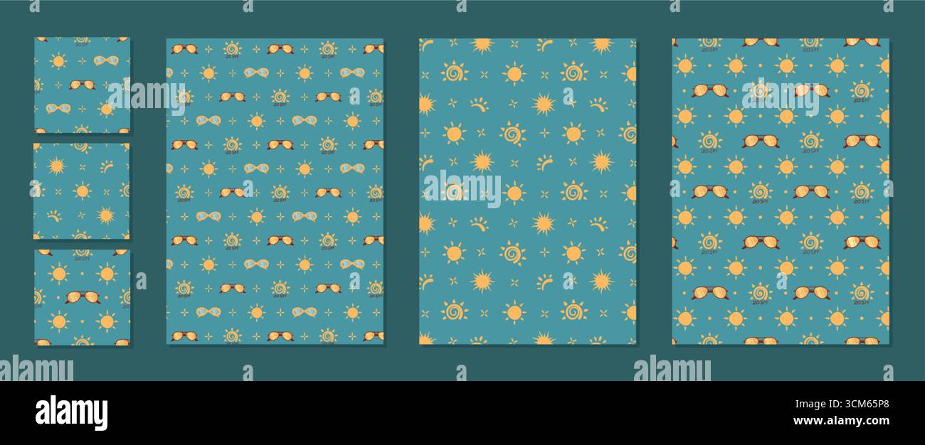 Cartoon Seamless Pattern With Sunscreen Sun Stock Vector