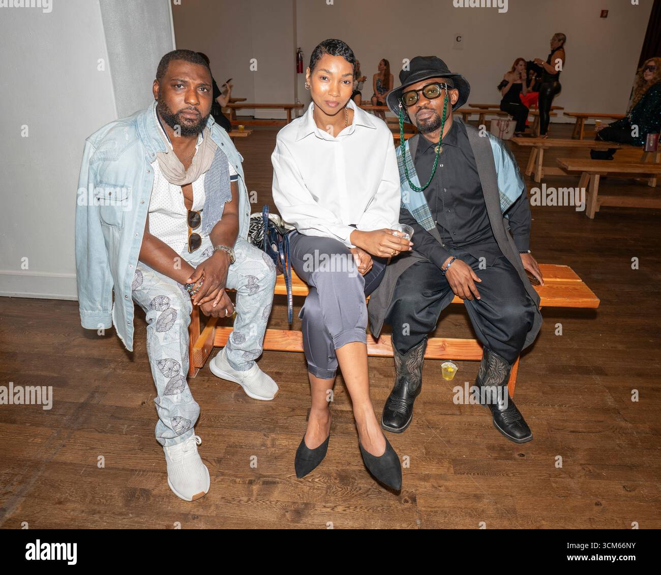 Pavillian Rous Ekow Baiden, Sylvie Crabbe and Deji Ojo attends Negris Lebrum SS26 NYFW ...
