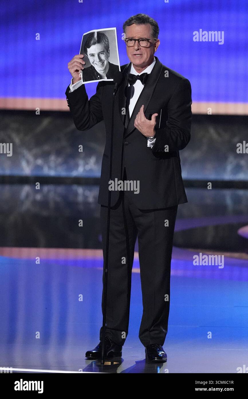 Actor Colbert Stephen Colbert presents the award for outstanding lead actor in a ...