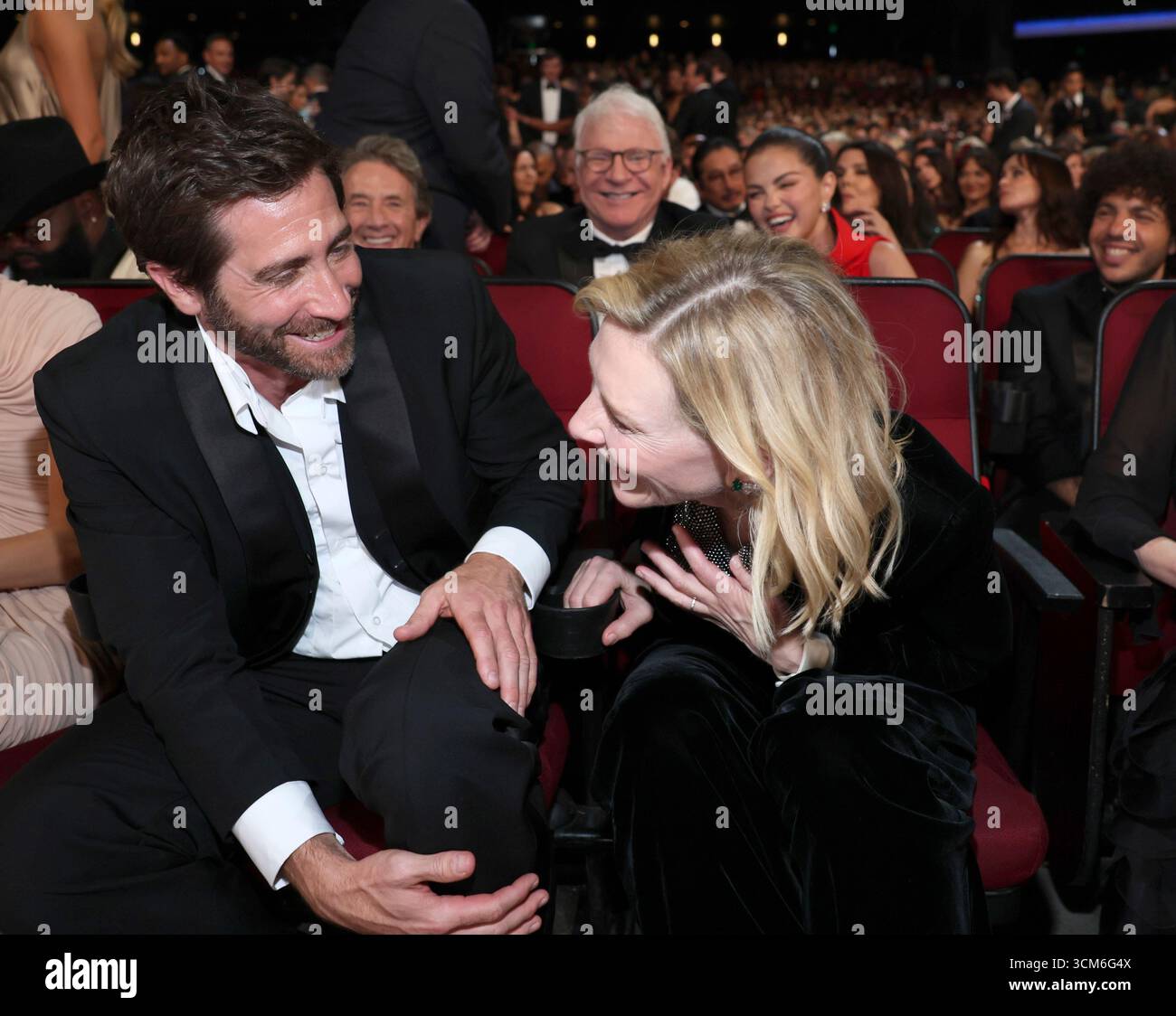Jake Gyllenhaal left, and Cate Blanchett at the 77th Emmy Awards on