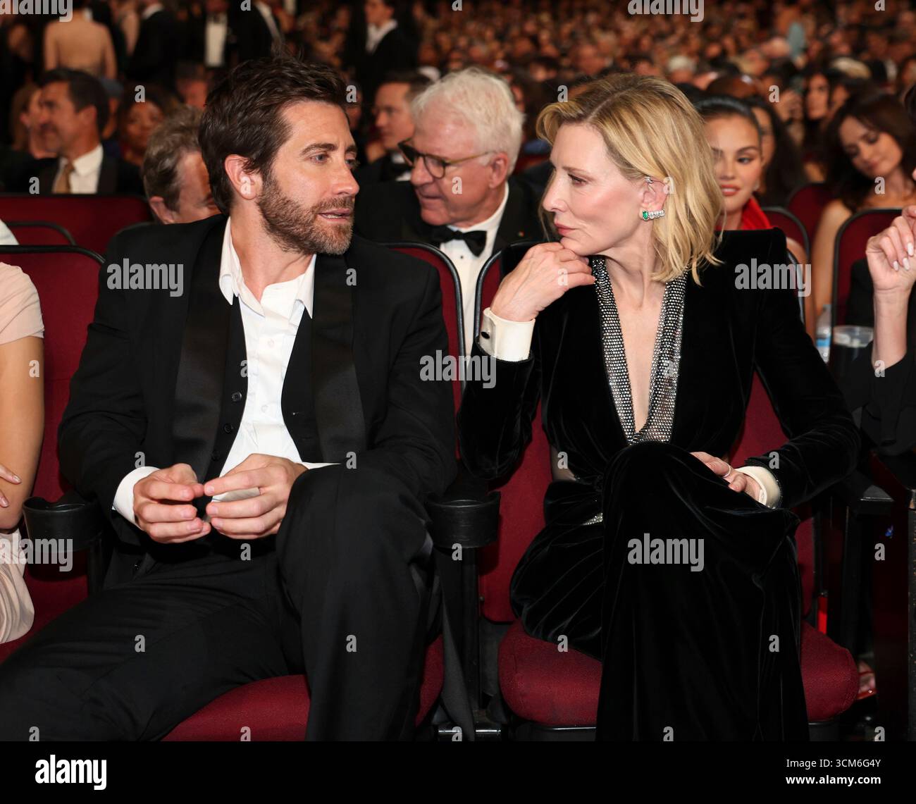 Jake Gyllenhaal left, and Cate Blanchett at the 77th Emmy Awards on