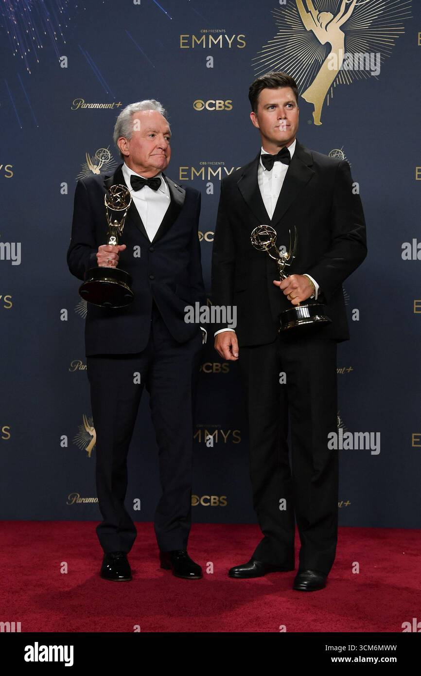 Lorne Michaels, left, and Colin Jost, winners of the award for