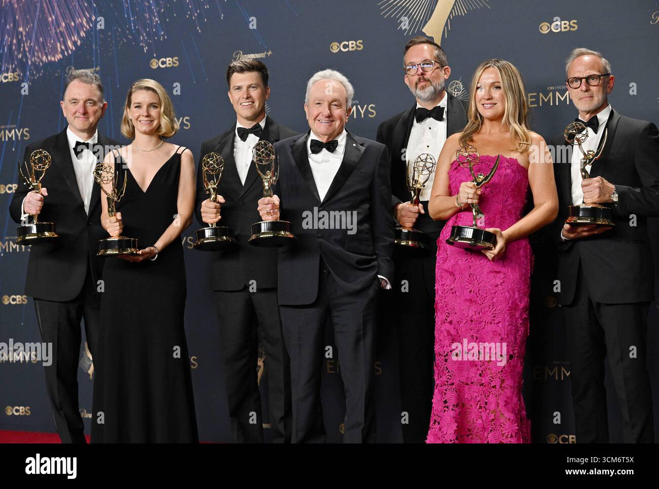 (LR) Javier Winnik, Caroline Maroney, Colin Jost, Lorne Michaels, Erik(01)