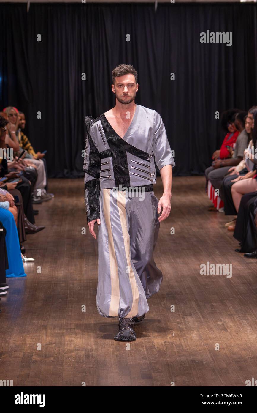 Pavillian Rous Models walk the Vitruvius Collection SS26 NYFW at Metropolitan ...