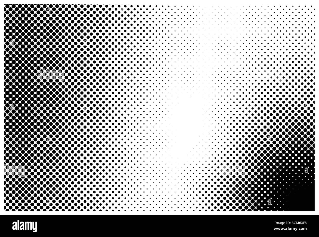 A dynamic halftone pattern with a gradient effect, transitioning from dense black dots to white. Stock Vector