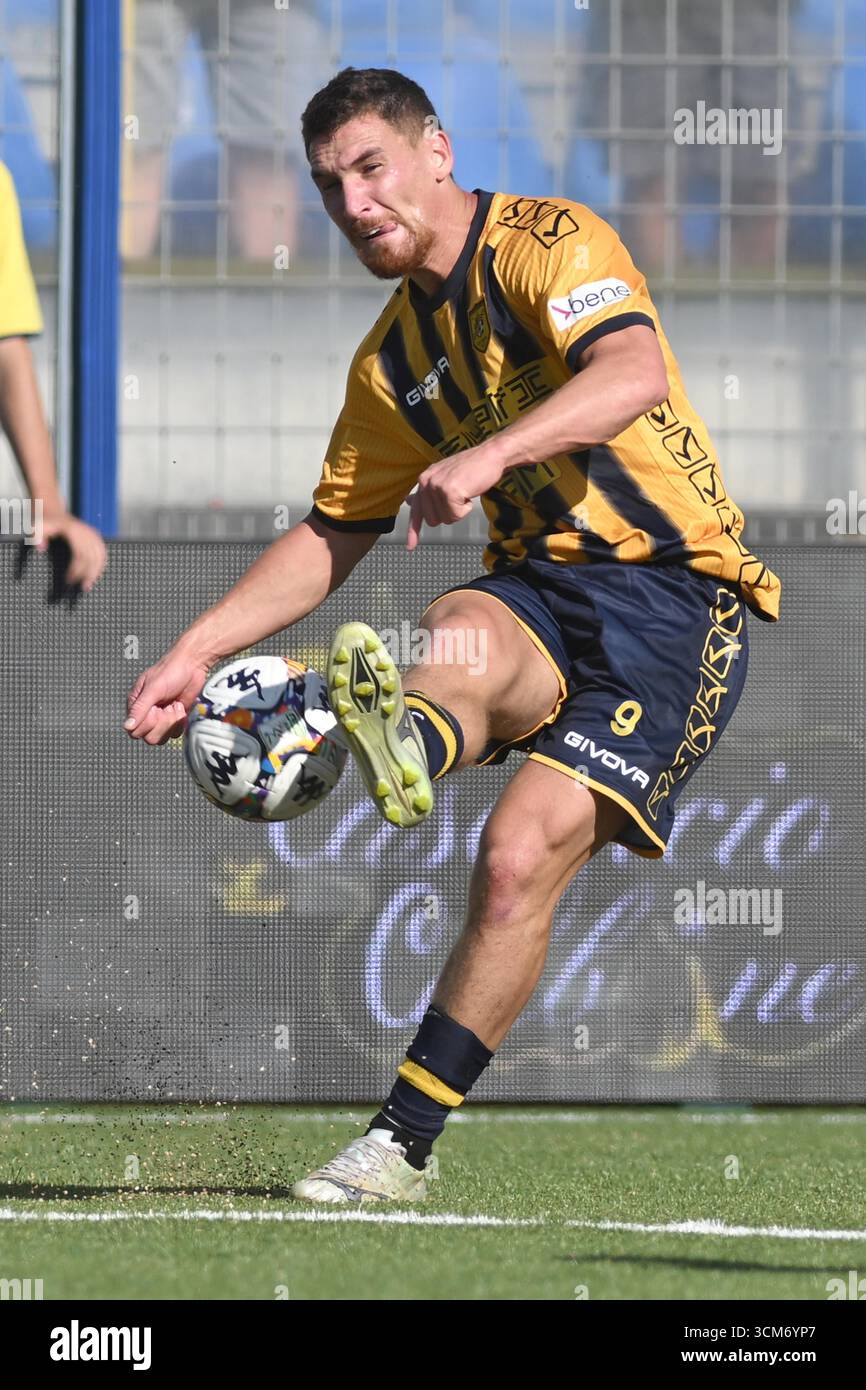 Castellamare Di Stabia, Napoli, Italy. 13th Sep, 2025. Alessandro Gabrielloni of SS Juve Stabia in action during the Serie BKT between SS Juve Stabia vs AC Reggiana 1919 at Romeo Menti Stadium on September 13, 2025 in Castellamare di Stabia, italy (Credit Image: © Agostino Gemito/Pacific Press via ZUMA Press Wire) EDITORIAL USAGE ONLY! Not for Commercial USAGE! Stock Photo