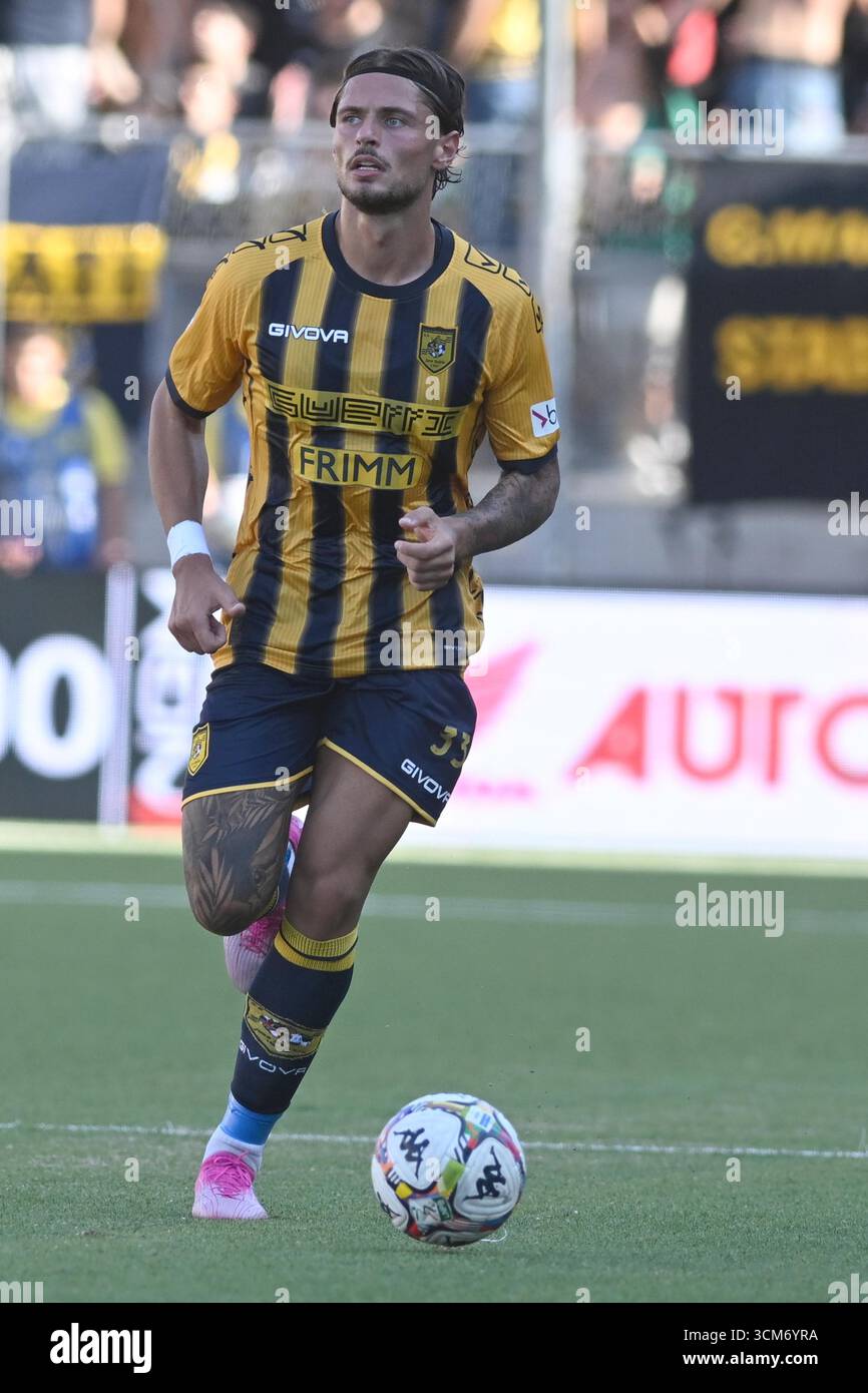 Castellamare Di Stabia, Napoli, Italy. 13th Sep, 2025. Andrea Giorgini of SS Juve Stabia in action during the Serie BKT between SS Juve Stabia vs AC Reggiana 1919 at Romeo Menti Stadium on September 13, 2025 in Castellamare di Stabia, italy (Credit Image: © Agostino Gemito/Pacific Press via ZUMA Press Wire) EDITORIAL USAGE ONLY! Not for Commercial USAGE! Stock Photo