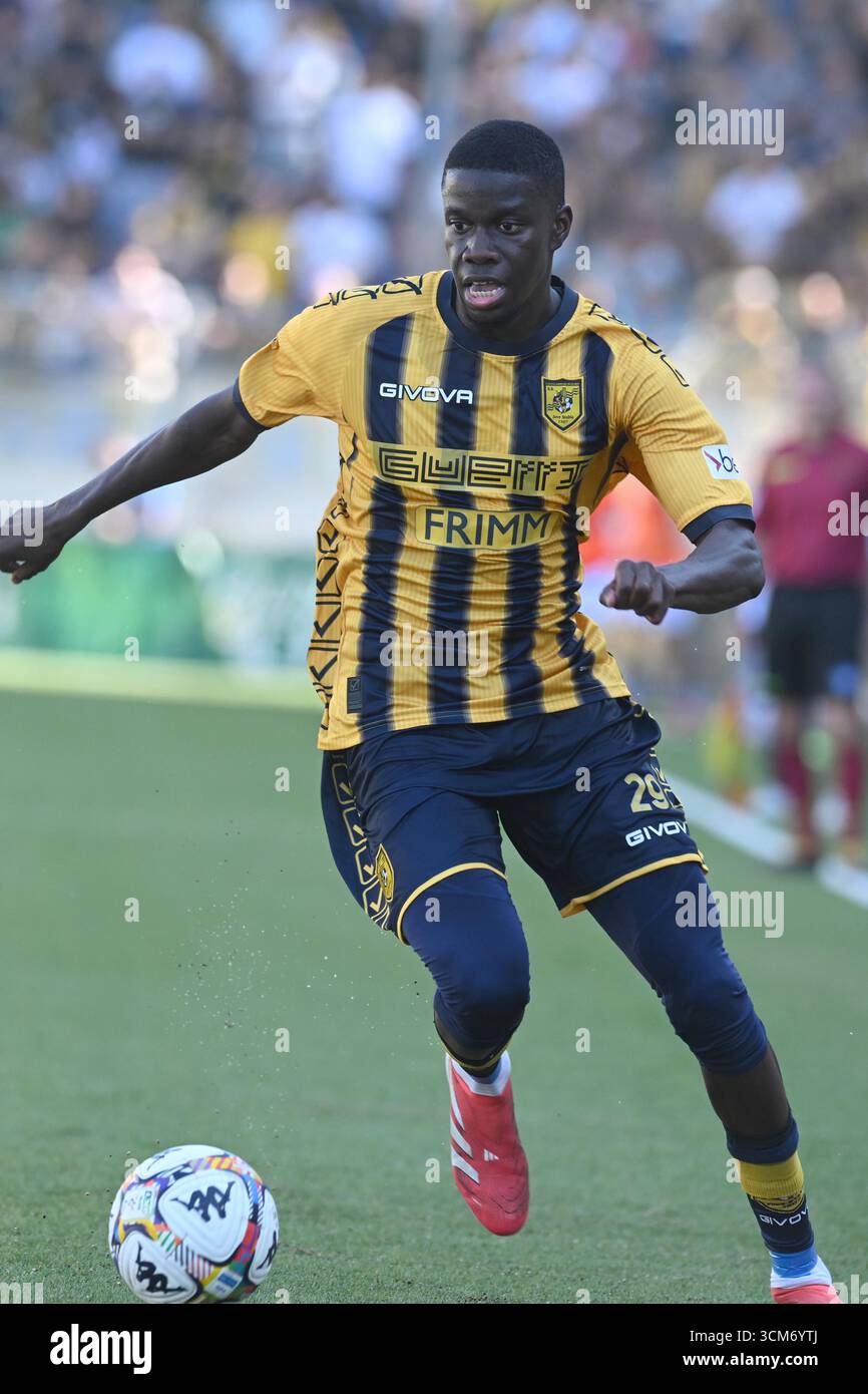 Castellamare Di Stabia, Napoli, Italy. 13th Sep, 2025. Omar Correia of SS Juve Stabia in action during the Serie BKT between SS Juve Stabia vs AC Reggiana 1919 at Romeo Menti Stadium on September 13, 2025 in Castellamare di Stabia, italy (Credit Image: © Agostino Gemito/Pacific Press via ZUMA Press Wire) EDITORIAL USAGE ONLY! Not for Commercial USAGE! Stock Photo