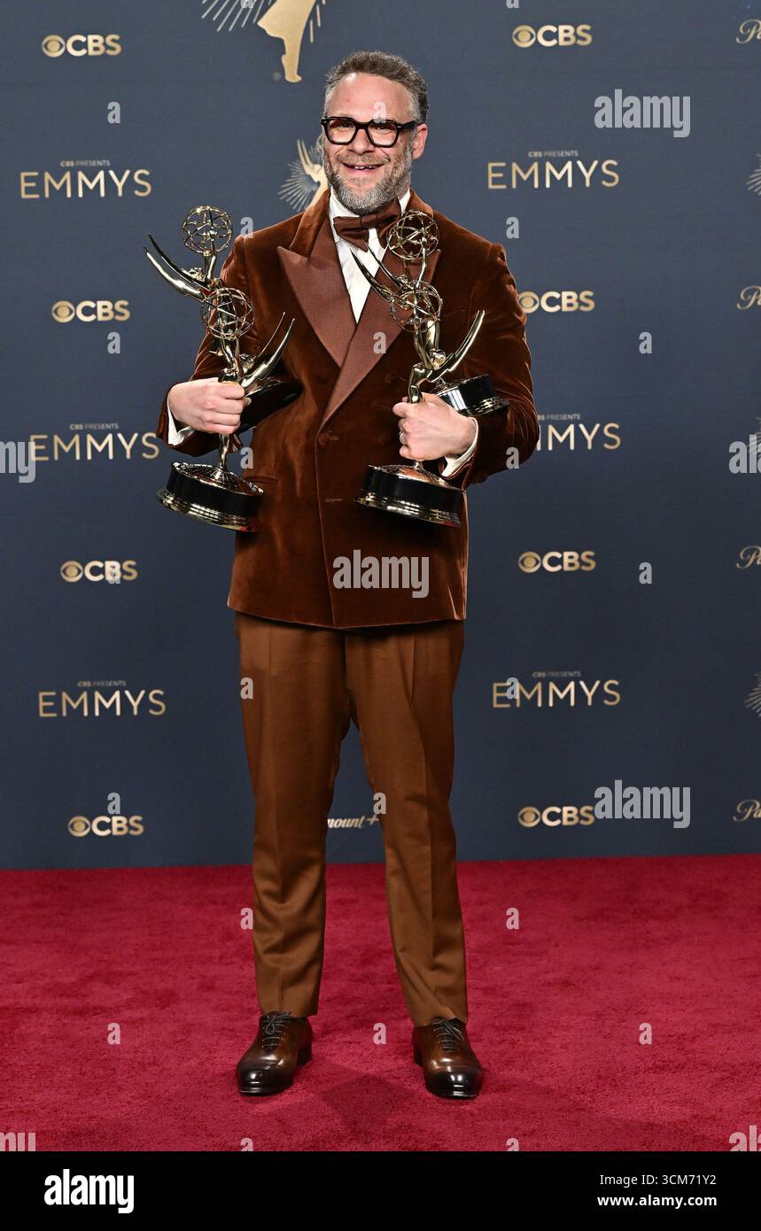 Seth Rogan Joe Rogan Seth Rogan in the press room at the 77th Primetime Emmy Awards held at ...