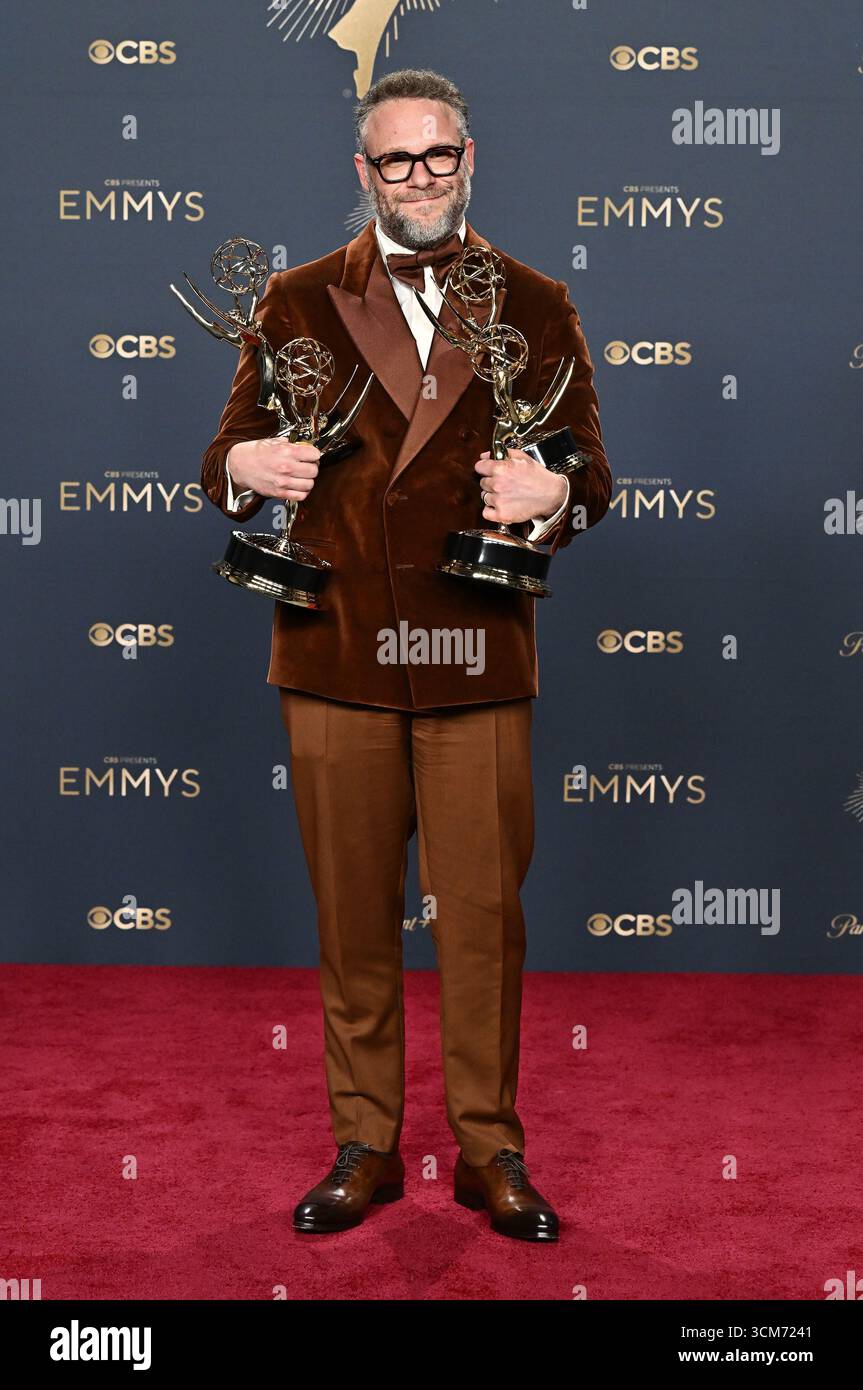 Seth Rogan Joe Rogan Seth Rogan in the press room at the 77th Primetime Emmy Awards held at ...