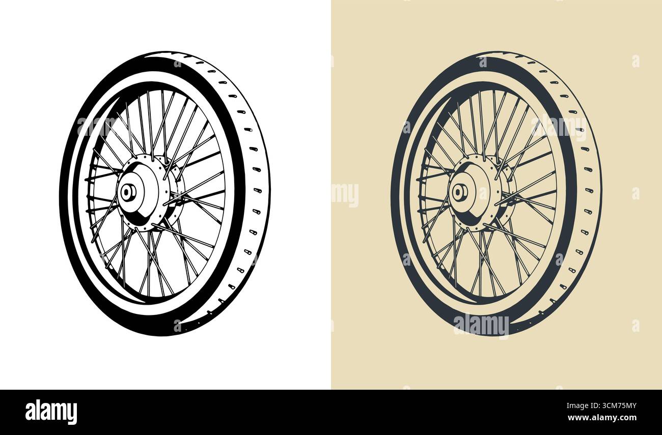 Motorcycle wheel stylized vector illustrations Stock Vector Image & Art ...