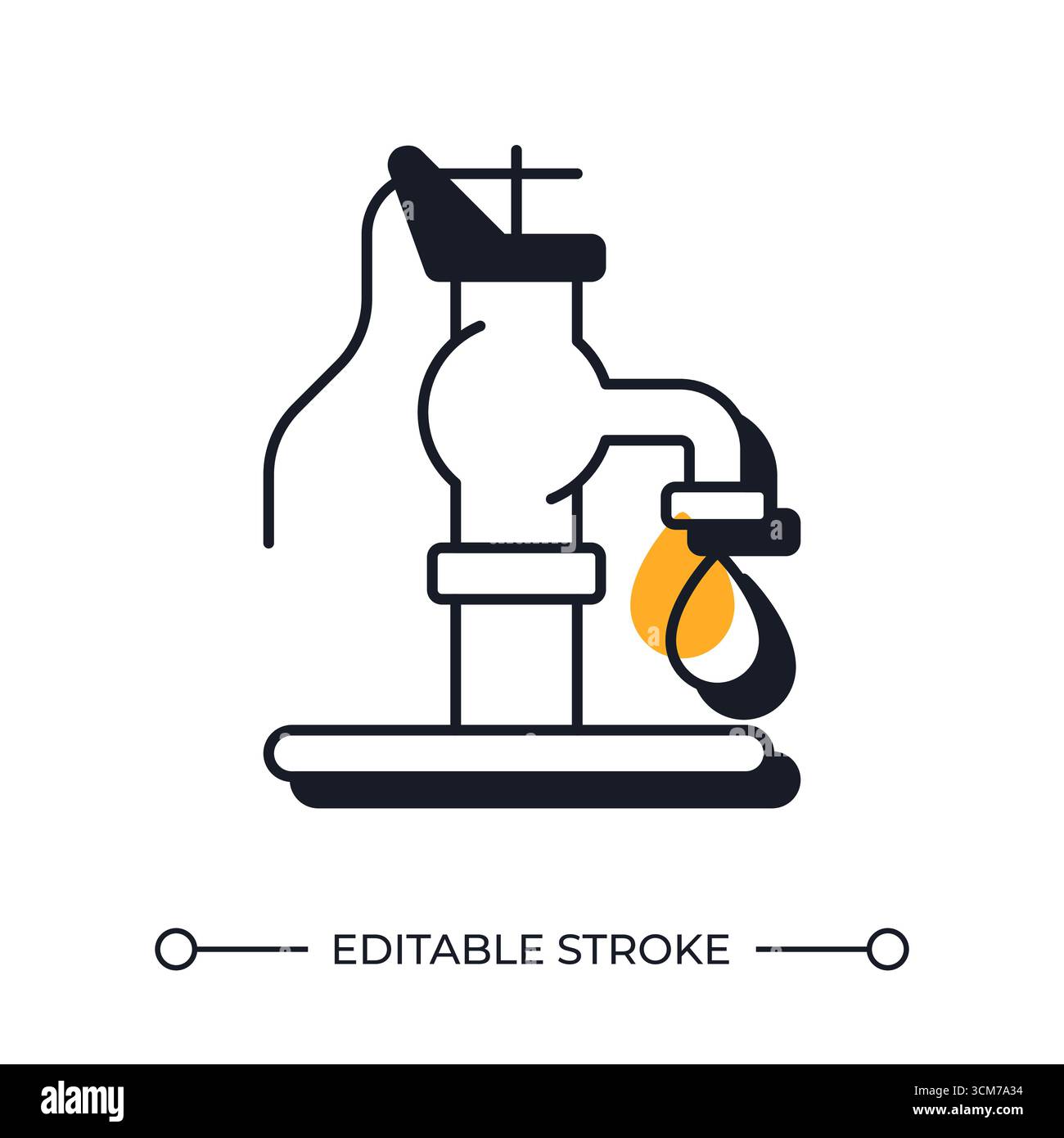 Tap with dripping water offset shadow line icon Stock Vector