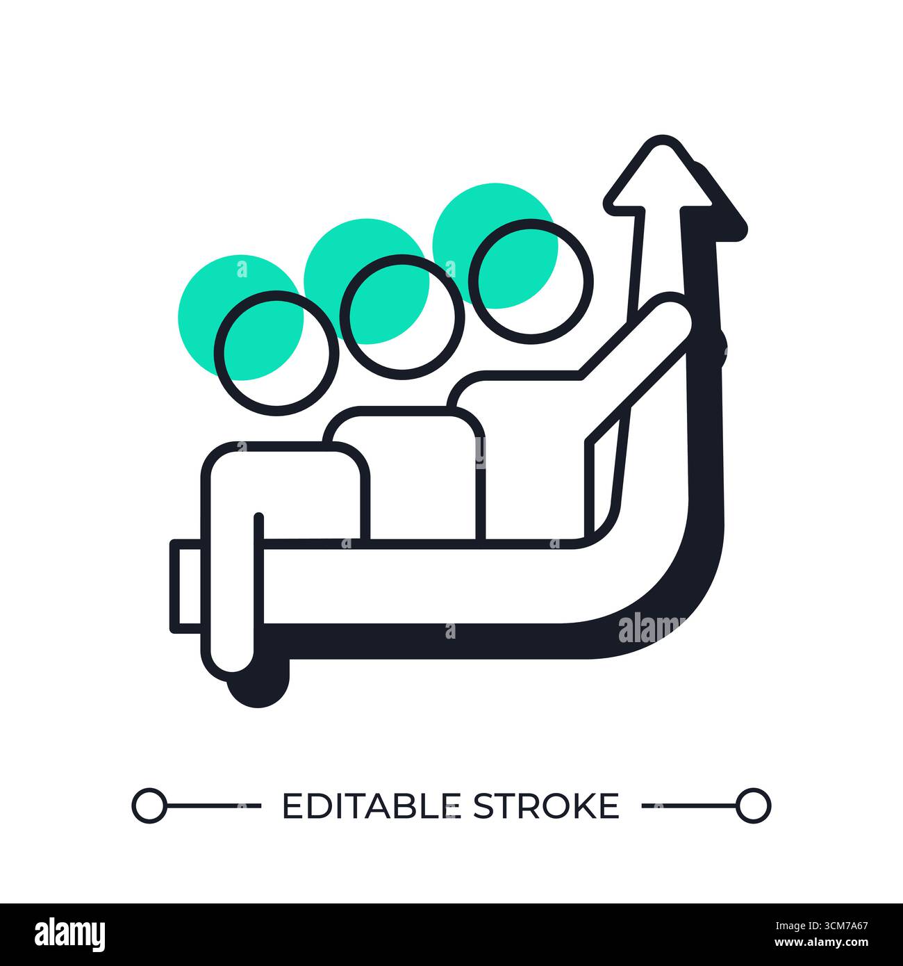 Teambuilding offset shadow line icon Stock Vector