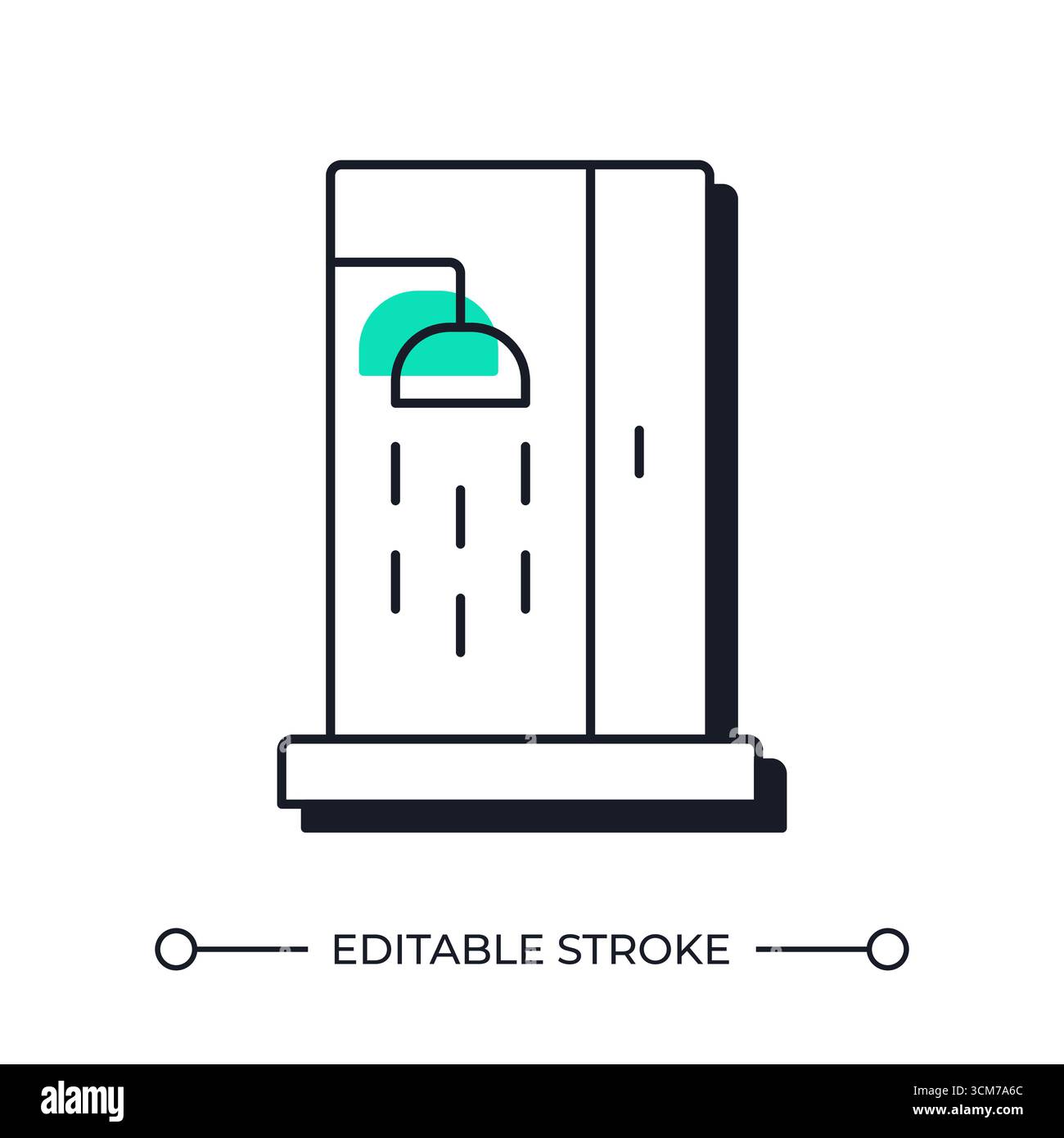 Shower cabin offset shadow line icon Stock Vector