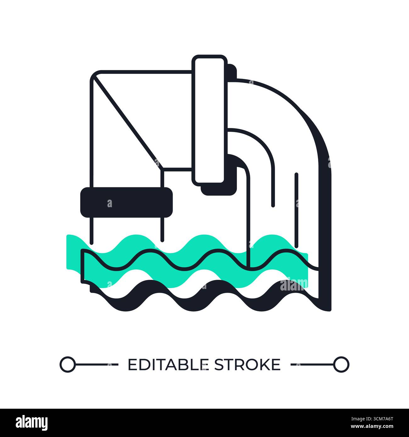 Water sources overuse offset shadow line icon Stock Vector