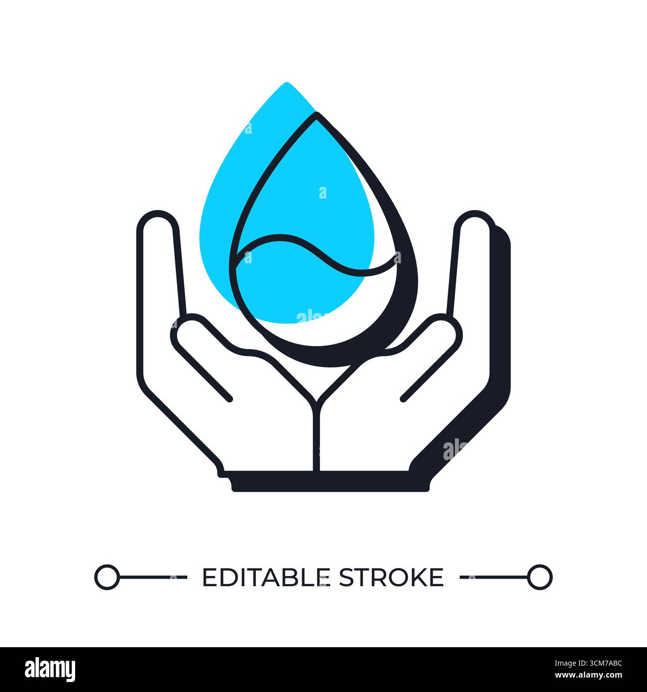 Protect water resources offset shadow line icon Stock Vector