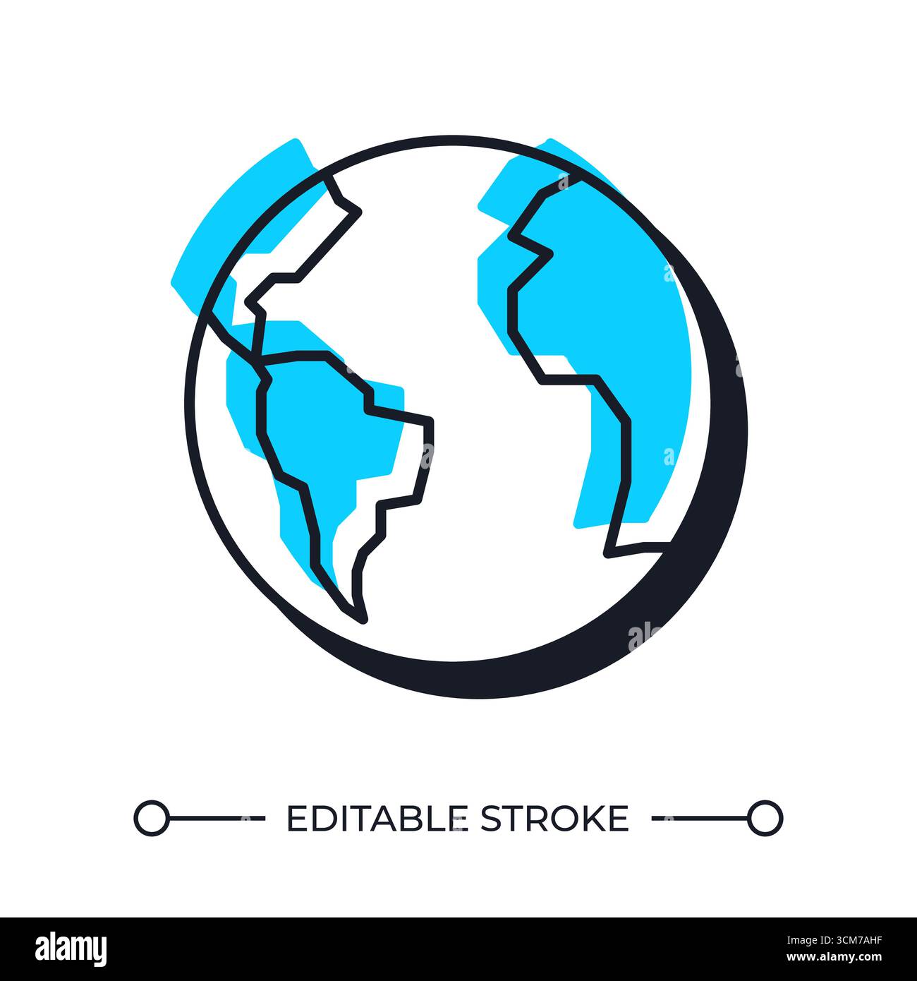 Earth globe offset shadow line icon Stock Vector