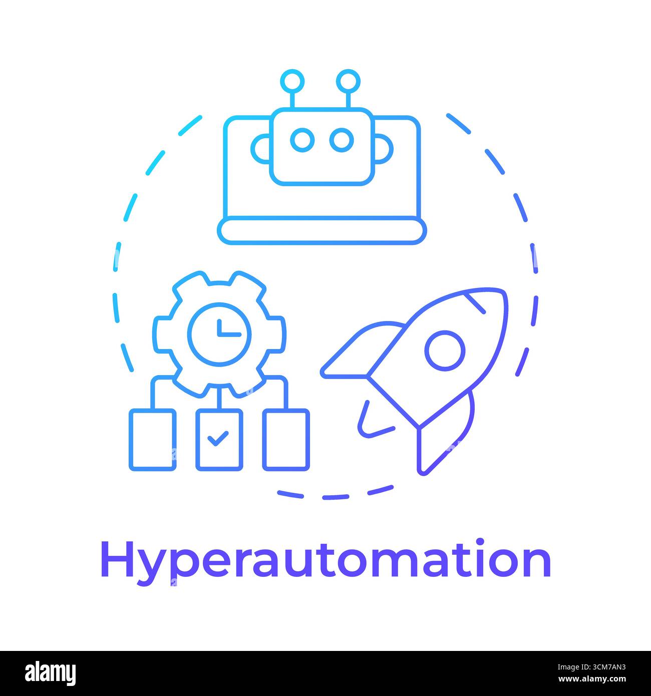 Hyperautomation blue gradient concept icon Stock Vector