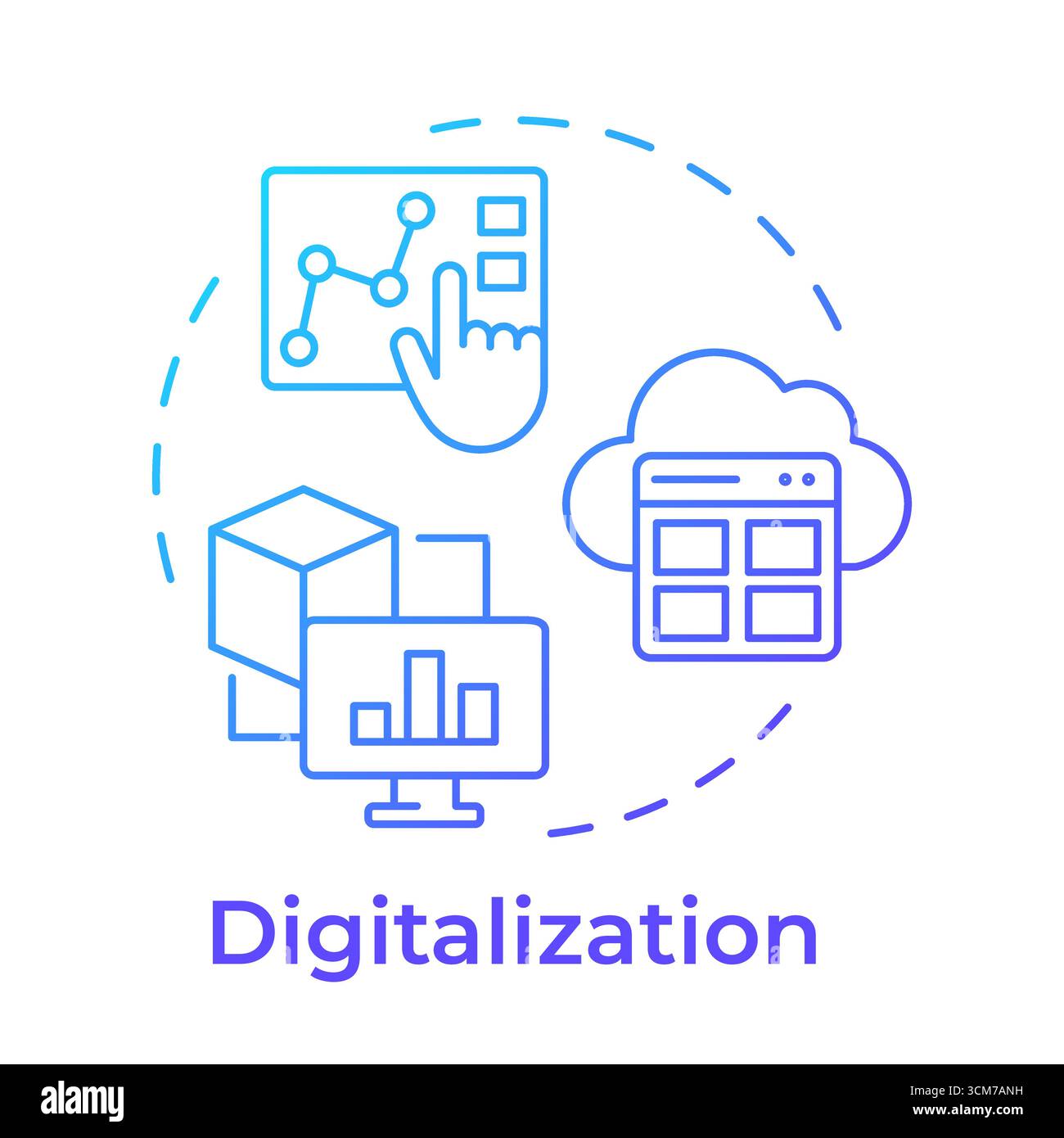 Digitalization blue gradient concept icon Stock Vector