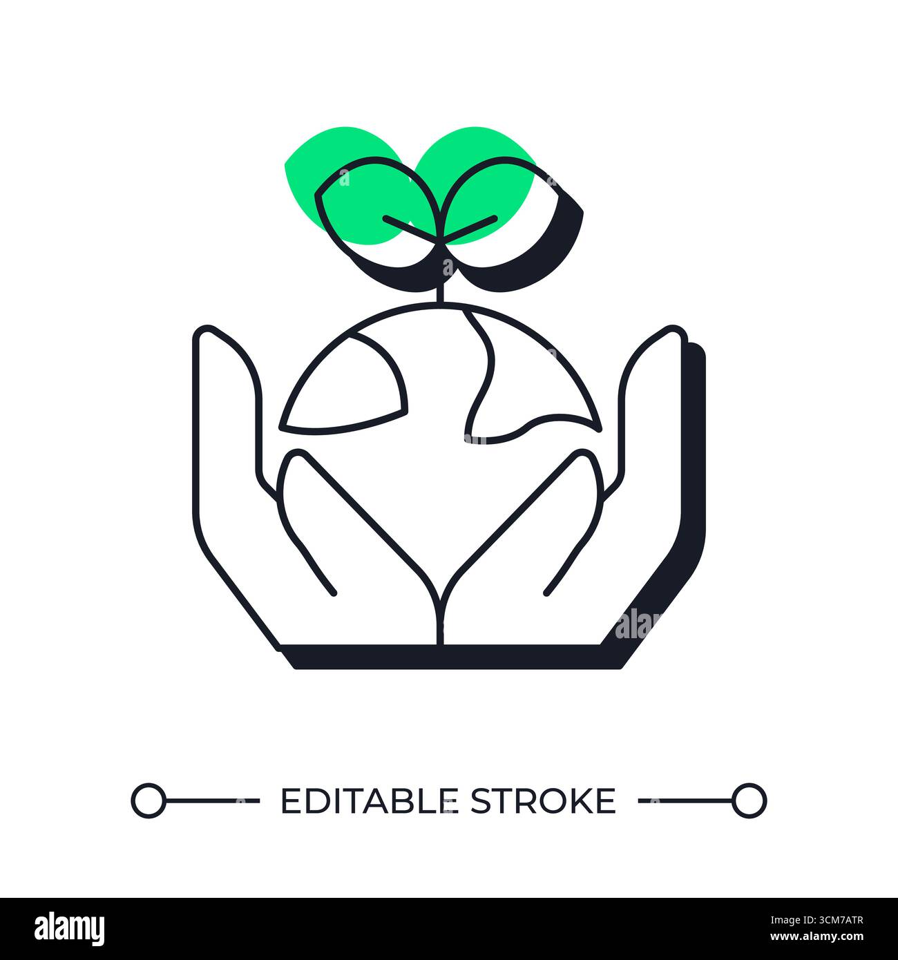 Save planet offset shadow line icon Stock Vector