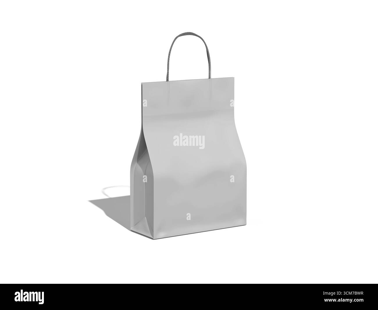 Paper Bag Mockup Front View with Handle and Branding Stock Photo