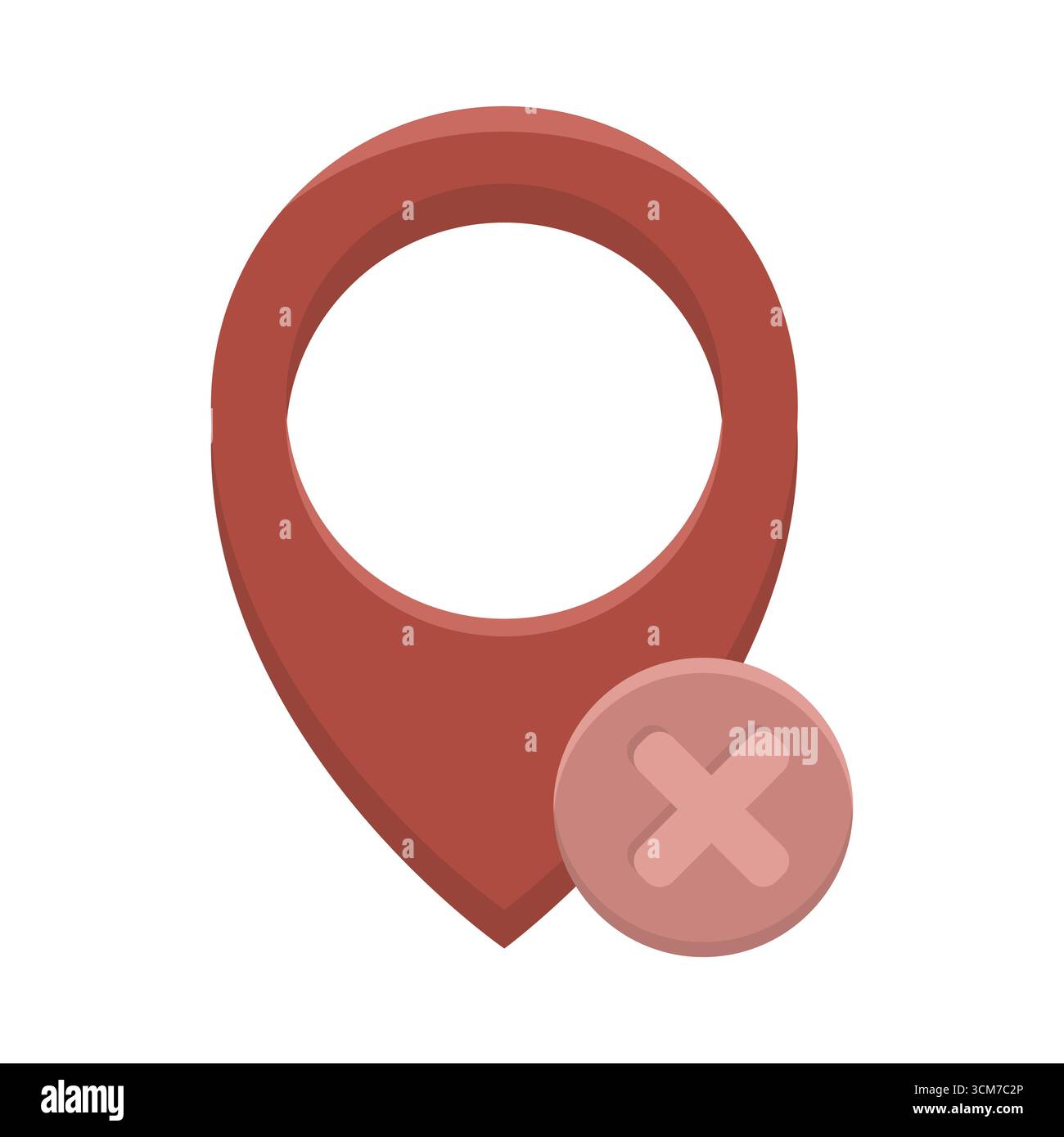 Red map pin. Location remove symbol. Pointer position icon. Vector delete emblem. EPS 10. Stock Vector