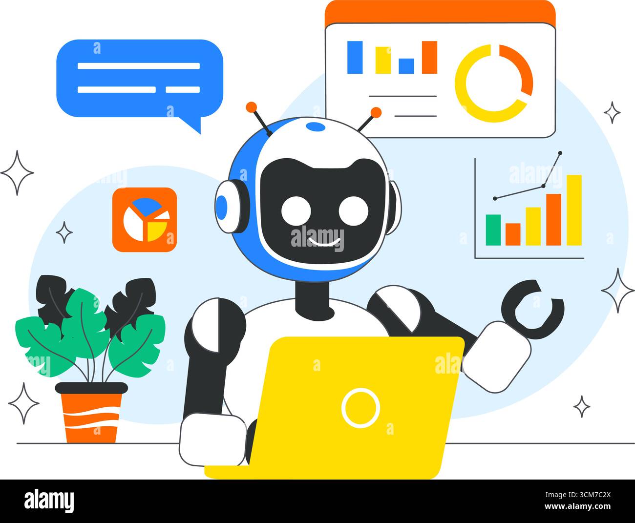 AI Powered Tools Illustration featuring Ai Powered Data analytics ...
