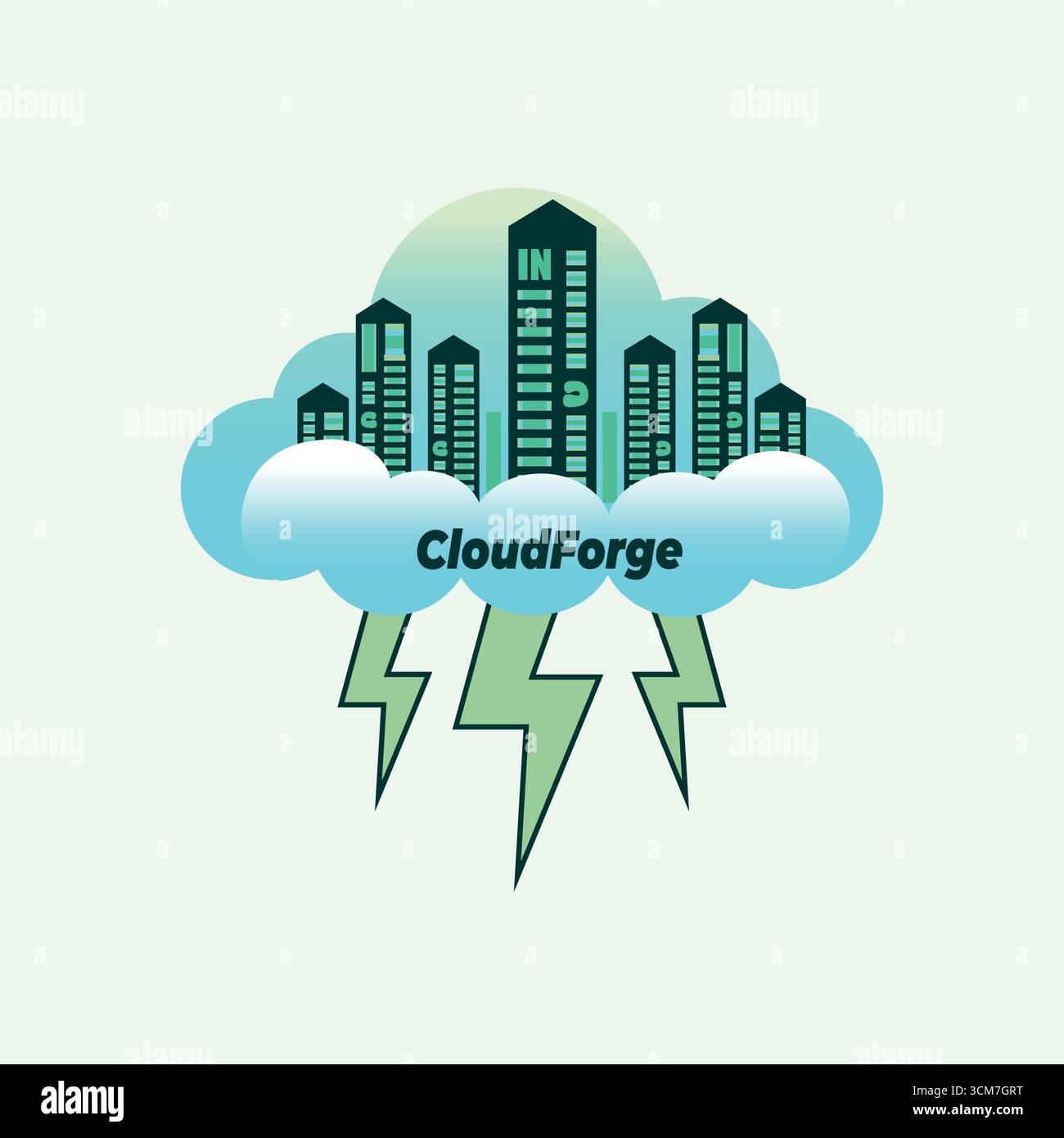 CloudForge Business App Icon | SaaS & CRM UI Symbol Stock Vector