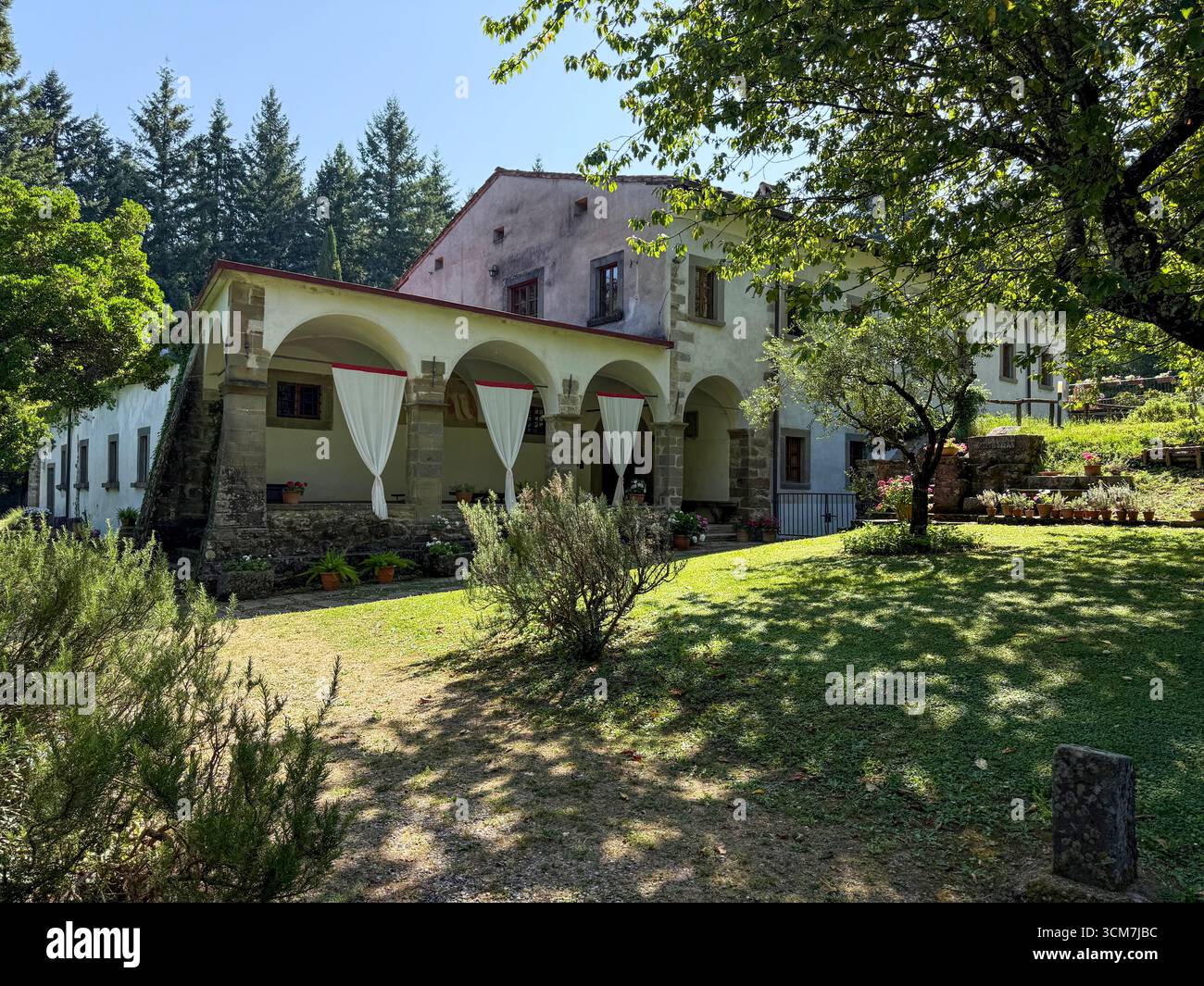 Part of the !6th century monastery called 11 convento del Carmine is near the small medieval town of Fivizzano in the commune province of Massa and Ca - Smartphone Captured Stock Image