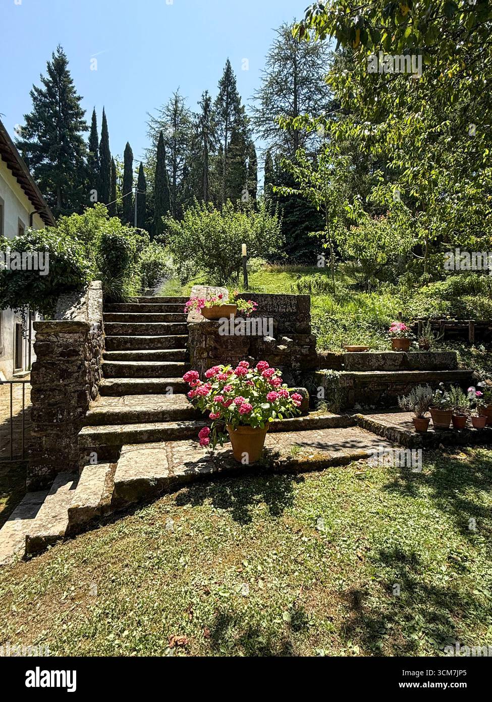 Part of the gardens at the16th century monastery called 11 convento del Carmine is near the small medieval town of Fivizzano in the commune province o - Smartphone Captured Stock Image