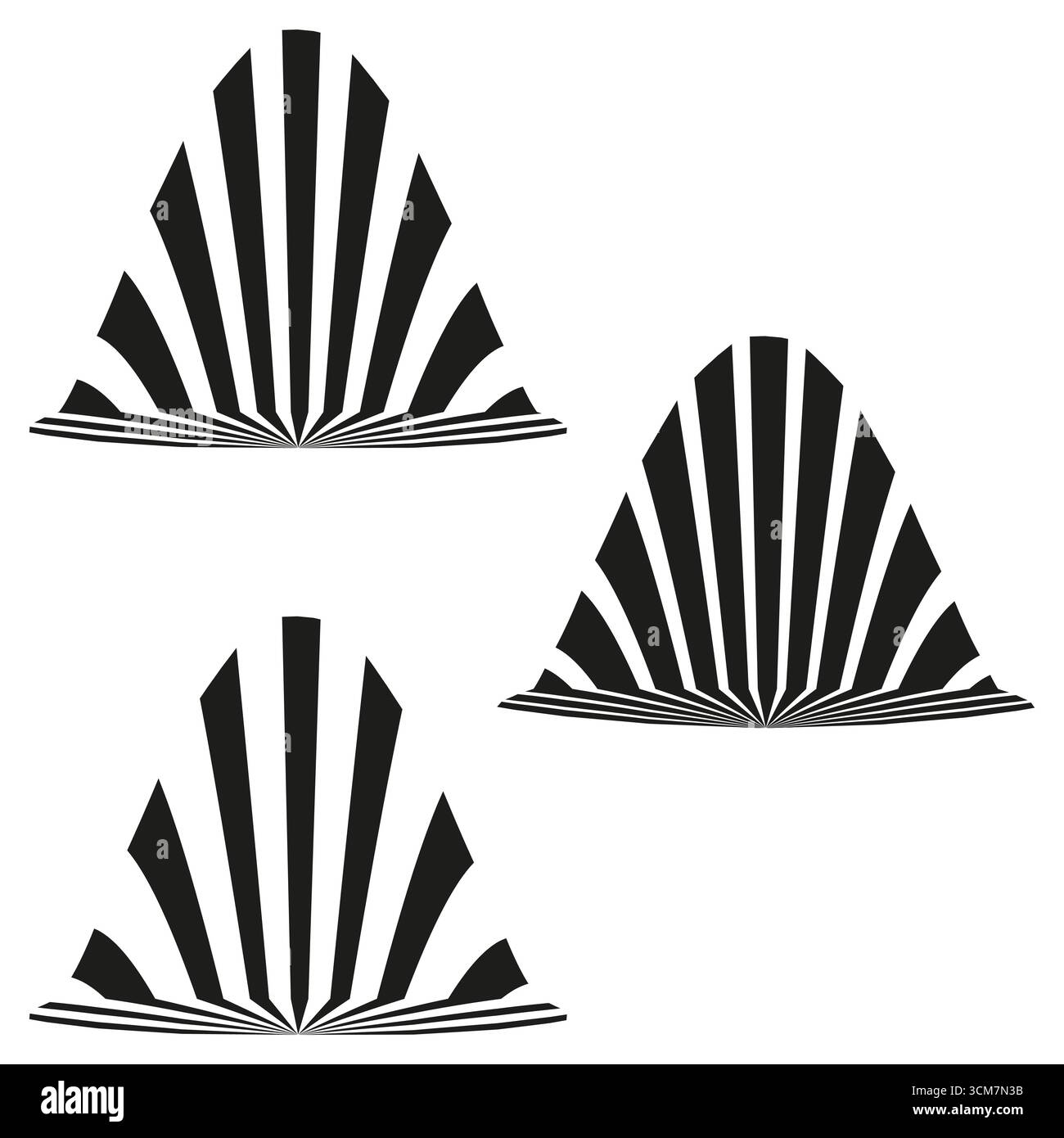 Abstract sunburst elements. Radial ray shapes. Geometric motion Vector. Graphic design components. EPS 10. Stock Vector