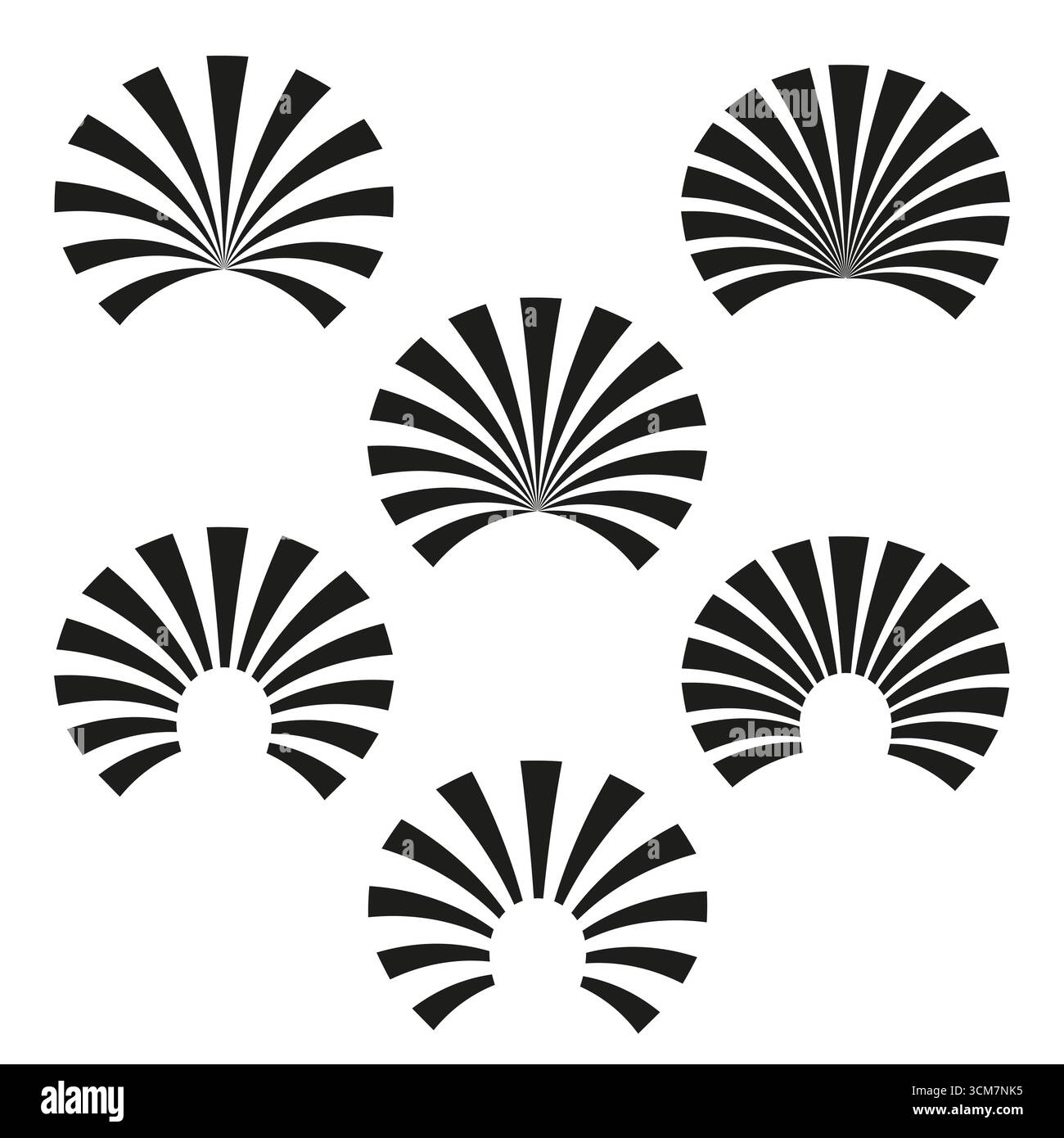 Abstract fan elements. Geometric sunburst shapes. Radial graphic Vector ...