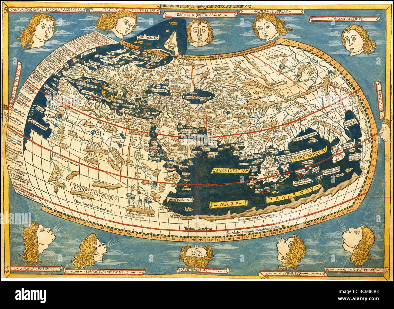 The world map from Leinhart Holle's 1482 edition of Nicolaus Germanus's ...