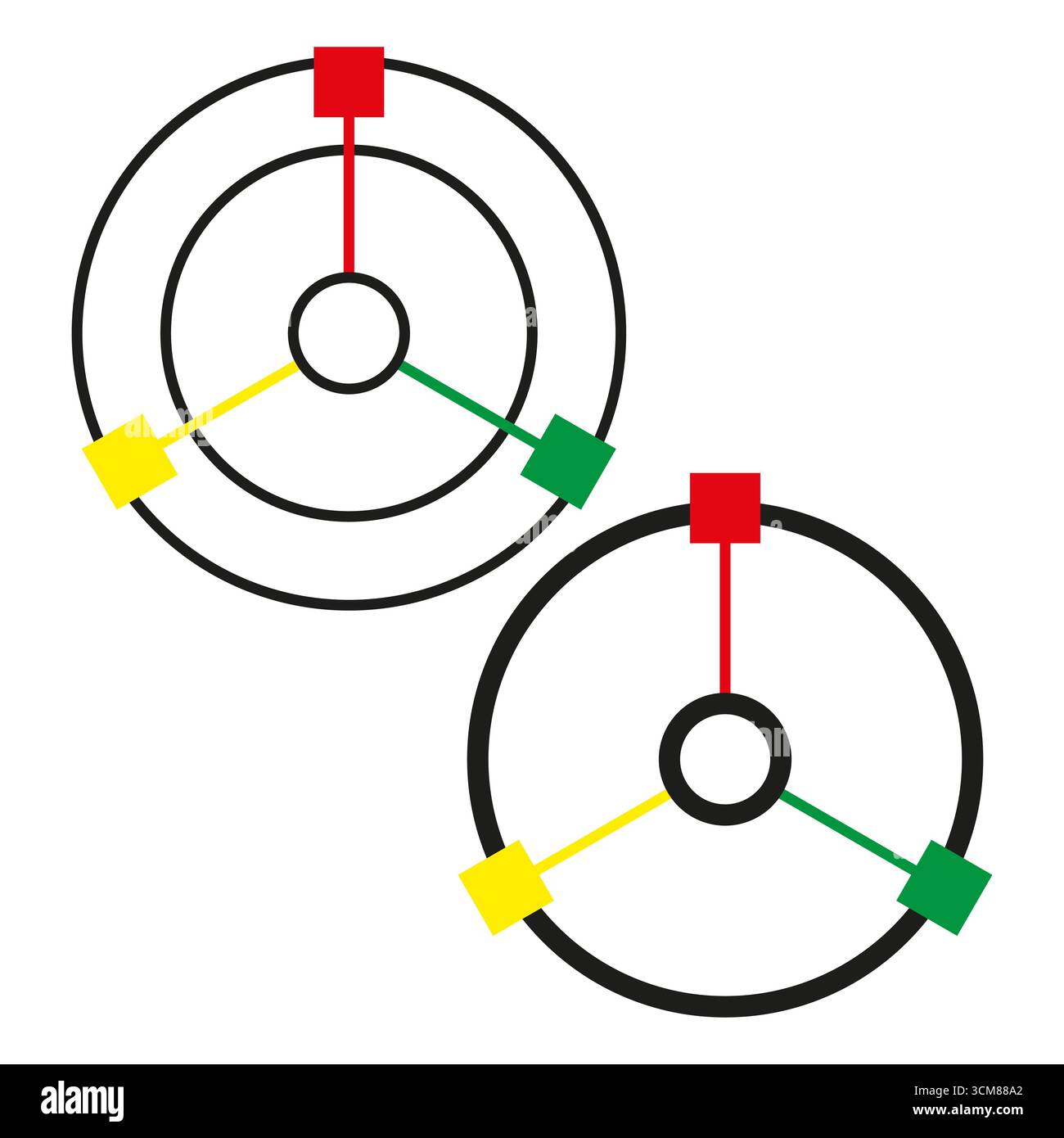 Abstract geometric circles. Three connected rings. Data process flow. Vector information exchange. EPS 10. Stock Vector