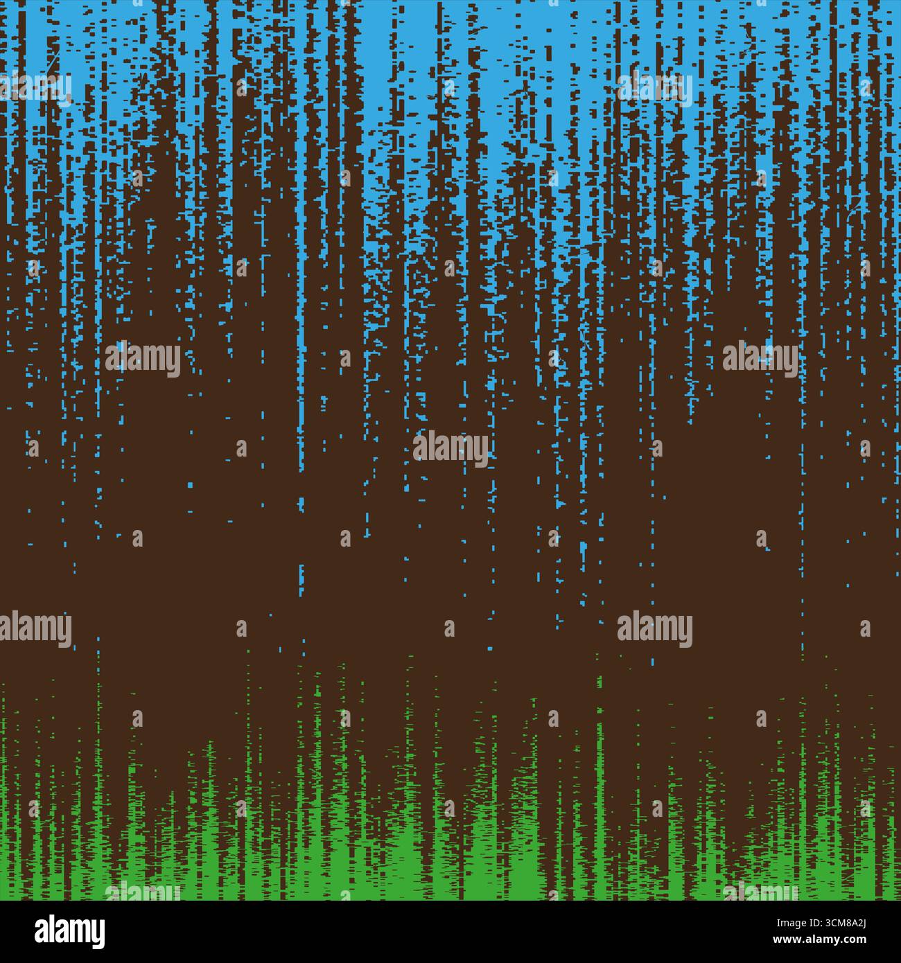 Abstract pixel rain. Vertical line pattern. Blue brown background. Vector digital effect. EPS 10. Stock Vector