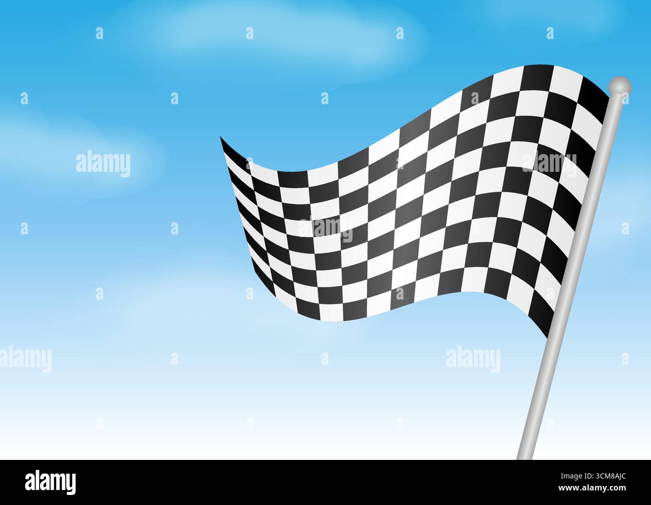 Checkered Flag against Blue Sky. Racing Concept. Vector Illustration. Stock Vector