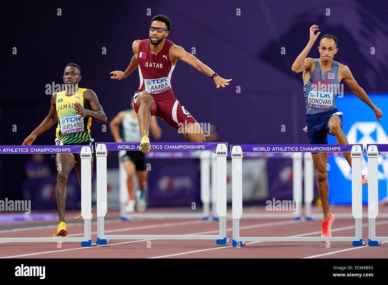 Britain's Tyri Donovan, Qatar's Abderrahman Samba and Jamaica's Malik ...