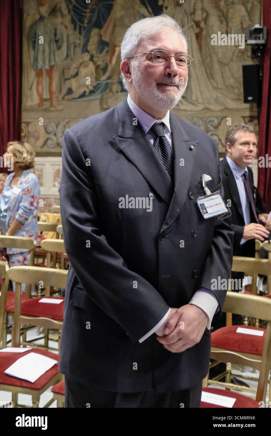 Il garante nazionale dei diritti dei detenuti Riccardo Turrini Vita in occasione della cerimonia d'apertura del 10mo Corso-concorso di formazione dirigenziale della Scuola Nazionale dell'Amministrazione Sna. Camera dei Deputati a Roma, Lunedì 15 Settembre 2025. (foto Mauro Scrobogna/LaPresse) National Guarantor of Prisoners' Rights Riccardo Turrini Vita on the occasion of the opening ceremony of the 10th Management Training Course-Competition of the National School of Administration (SNA). Chamber of Deputies in Rome, Monday September 15 2025. (Photo by Mauro Scrobogna/LaPresse) Stock Photo