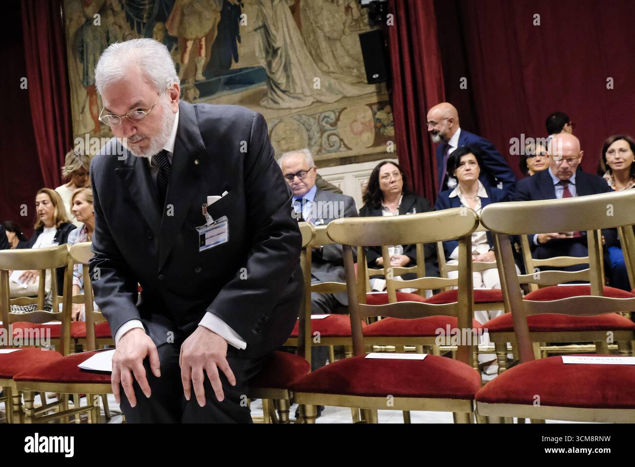Il garante nazionale dei diritti dei detenuti Riccardo Turrini Vita in occasione della cerimonia d'apertura del 10mo Corso-concorso di formazione dirigenziale della Scuola Nazionale dell'Amministrazione Sna. Camera dei Deputati a Roma, Lunedì 15 Settembre 2025. (foto Mauro Scrobogna/LaPresse) National Guarantor of Prisoners' Rights Riccardo Turrini Vita on the occasion of the opening ceremony of the 10th Management Training Course-Competition of the National School of Administration (SNA). Chamber of Deputies in Rome, Monday September 15 2025. (Photo by Mauro Scrobogna/LaPresse) Stock Photo