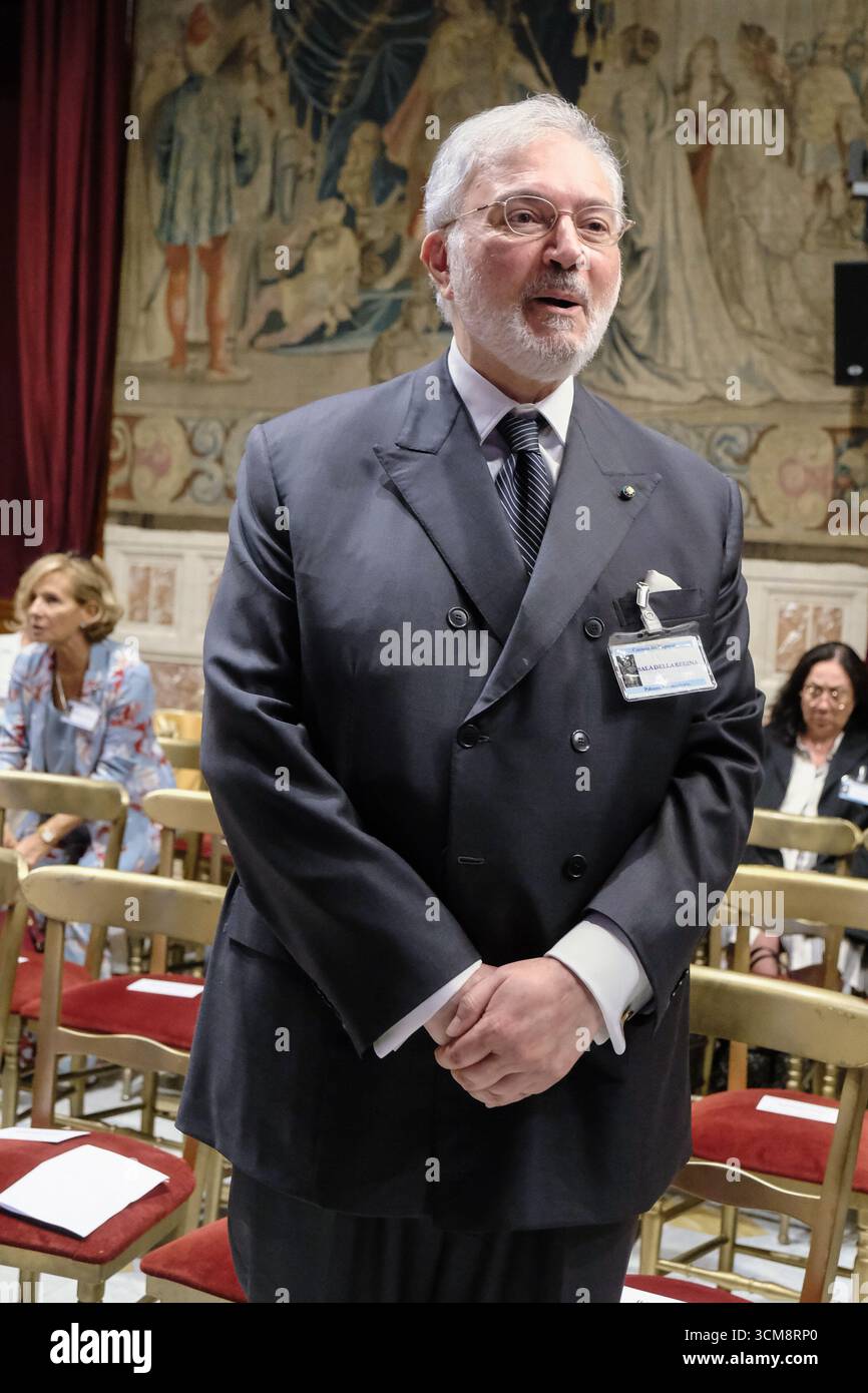 Il garante nazionale dei diritti dei detenuti Riccardo Turrini Vita in occasione della cerimonia d'apertura del 10mo Corso-concorso di formazione dirigenziale della Scuola Nazionale dell'Amministrazione Sna. Camera dei Deputati a Roma, Lunedì 15 Settembre 2025. (foto Mauro Scrobogna/LaPresse) National Guarantor of Prisoners' Rights Riccardo Turrini Vita on the occasion of the opening ceremony of the 10th Management Training Course-Competition of the National School of Administration (SNA). Chamber of Deputies in Rome, Monday September 15 2025. (Photo by Mauro Scrobogna/LaPresse) Stock Photo