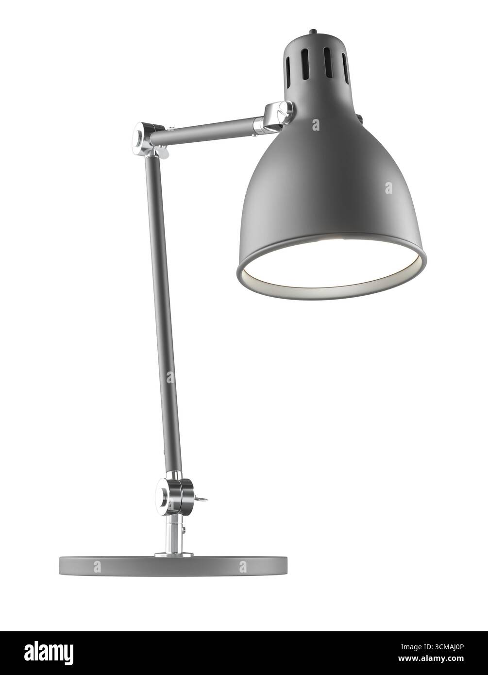 Gray metal desk lamp 3d transparent background Stock Photo