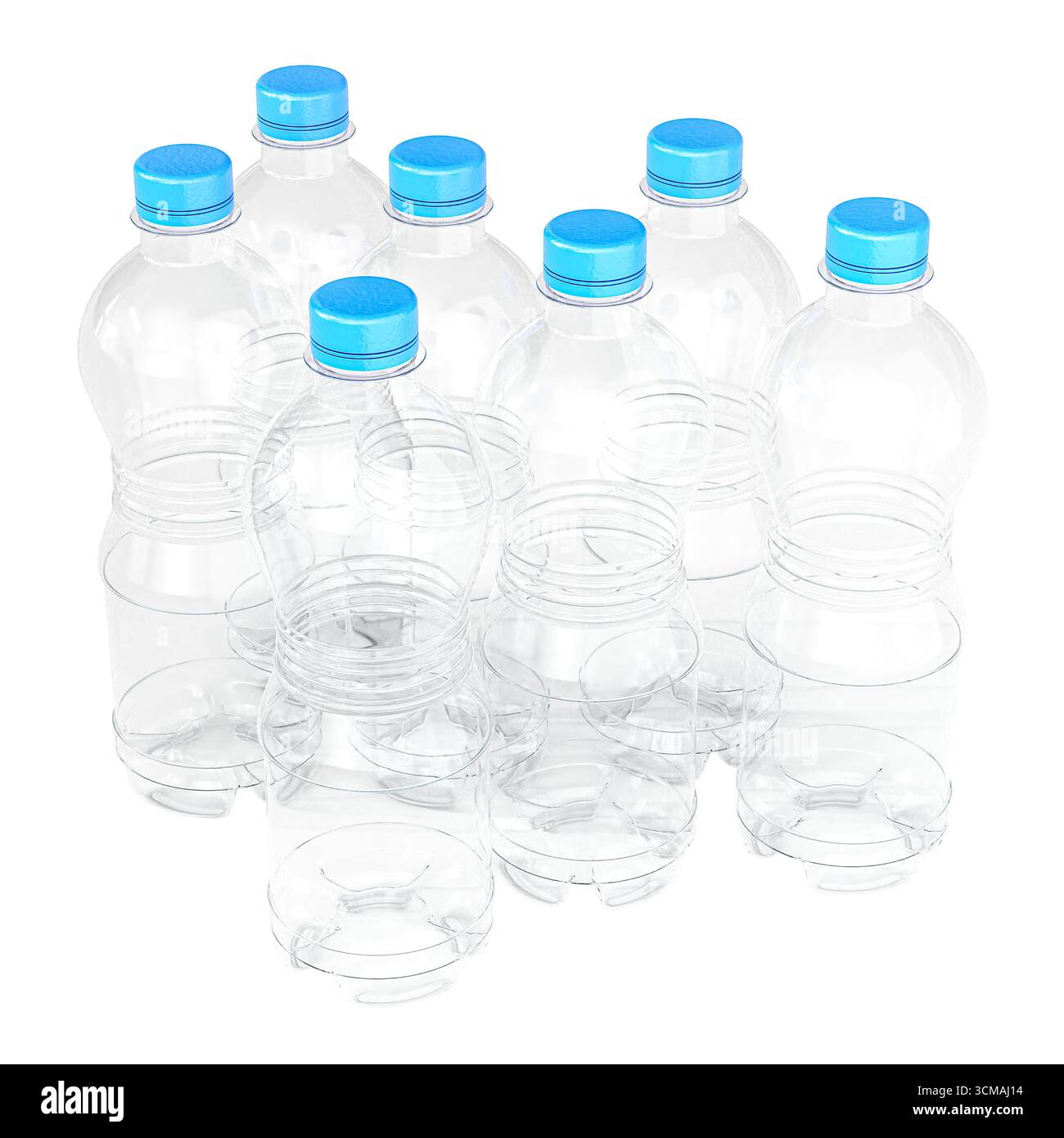 3d Empty plastic bottles transparent background Stock Photo
