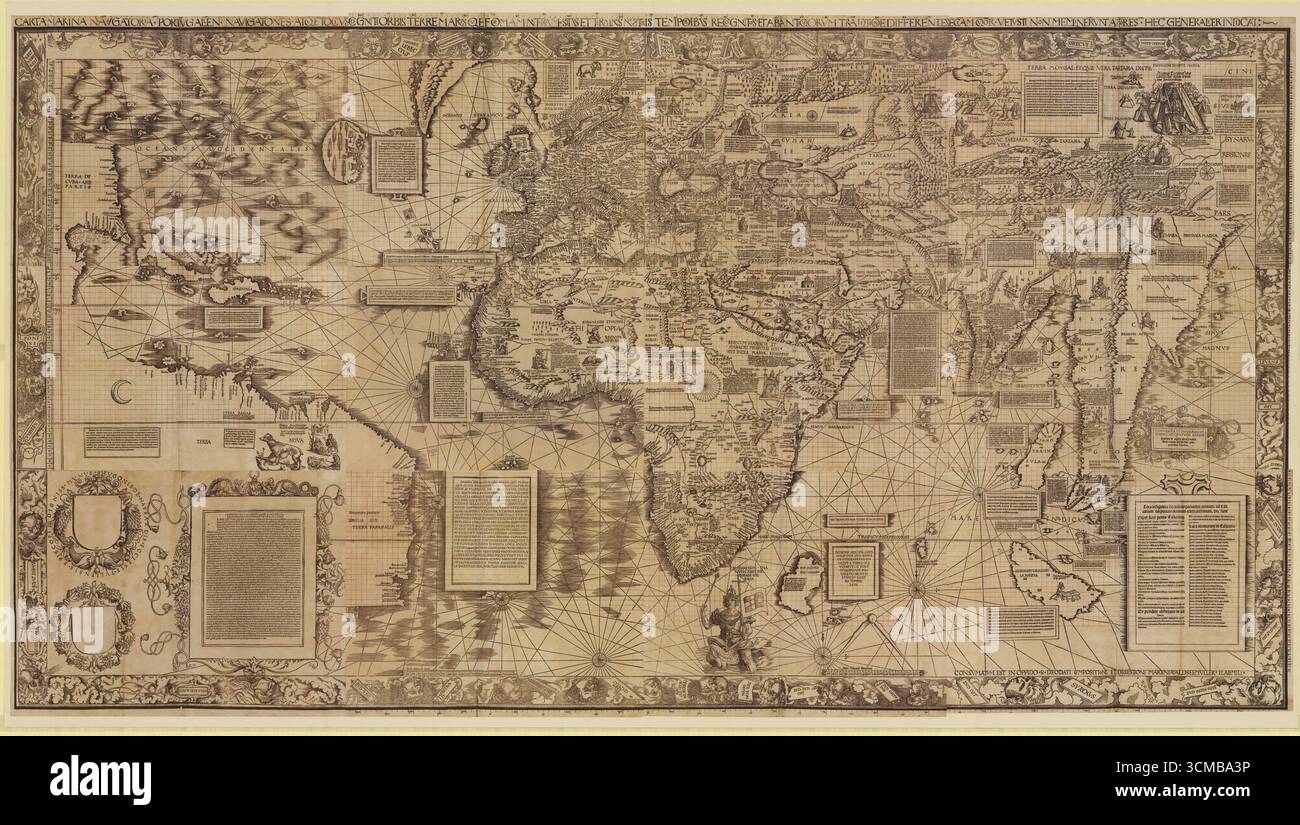 World map, 1516, by Martin Waldseemüller (c. 1470–1520), German ...