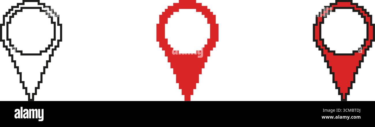 Map Location Pin Pixel Art Icon Set. Navigation, Gps, And Geolocation ...