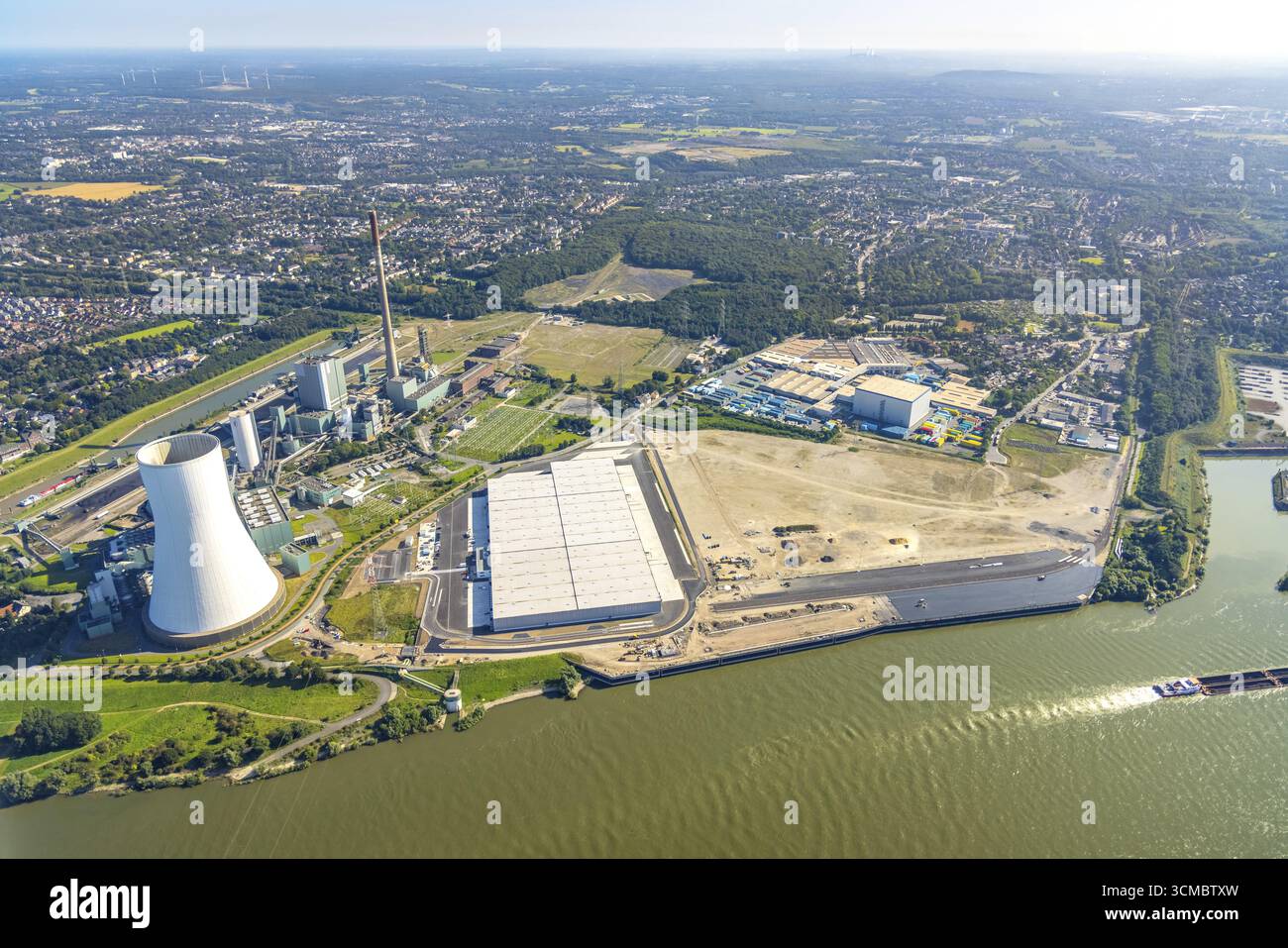 Aerial view, logport VI at STEAG Walsum CHP plant and development for ...