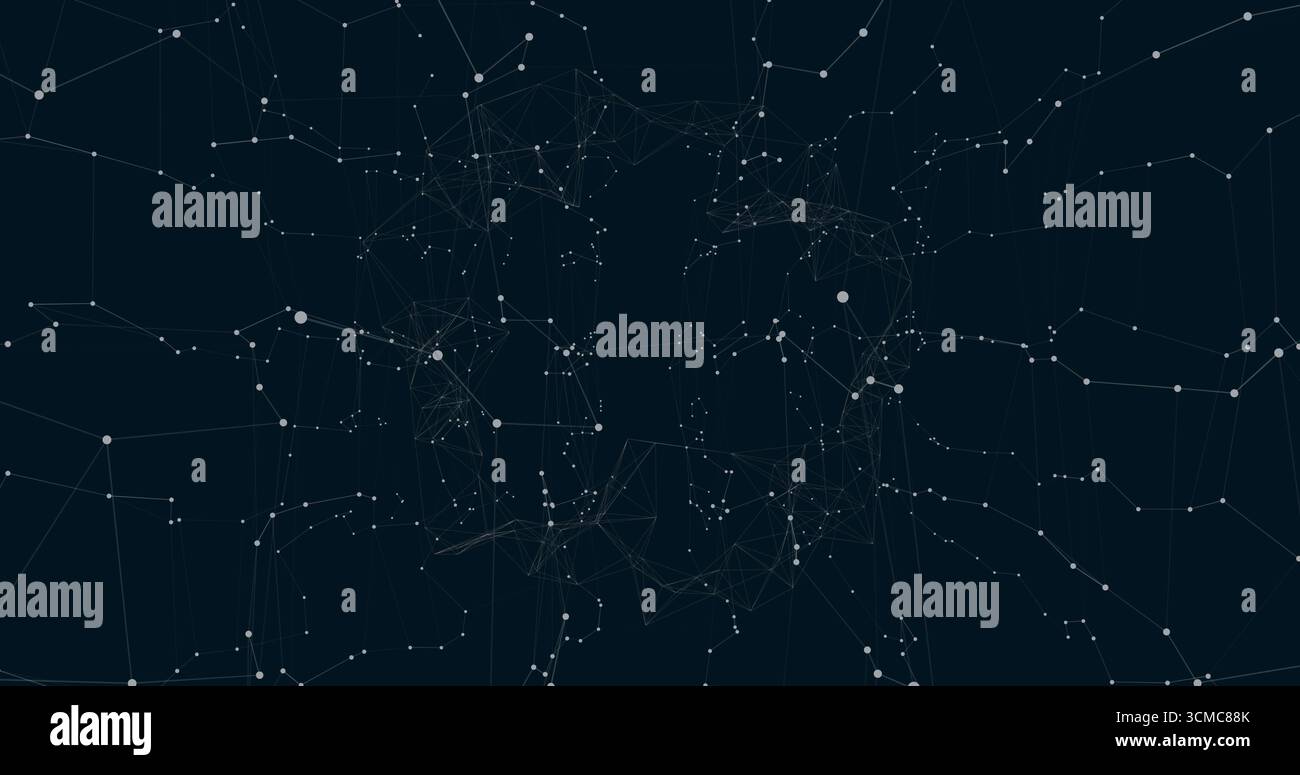 Abstract mesh network forming digits 10 in virtual network scene, with white nodes and thin lines Stock Photo