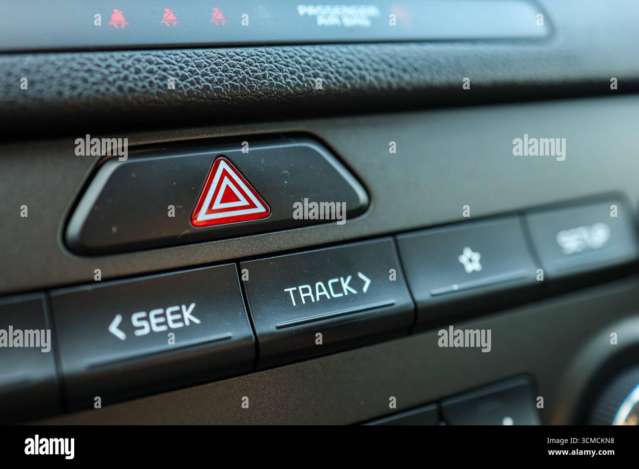 Emergency button in a car close-up. Stock Photo