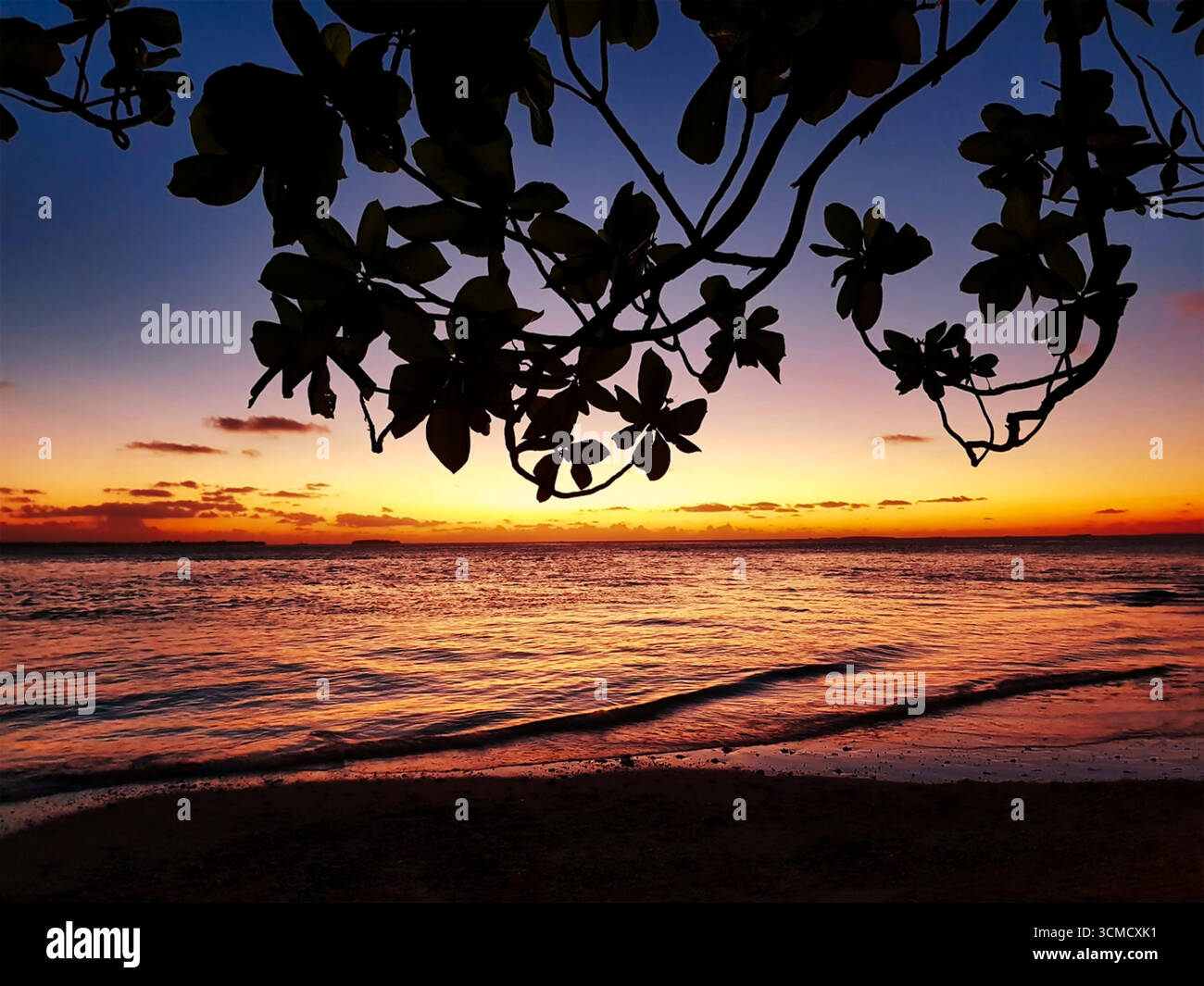 Scenic view toward Orcas Island over Samish Bay, Washington; pastel sunset sky, calm tidal waters, and layered island silhouettes. Stock Vector