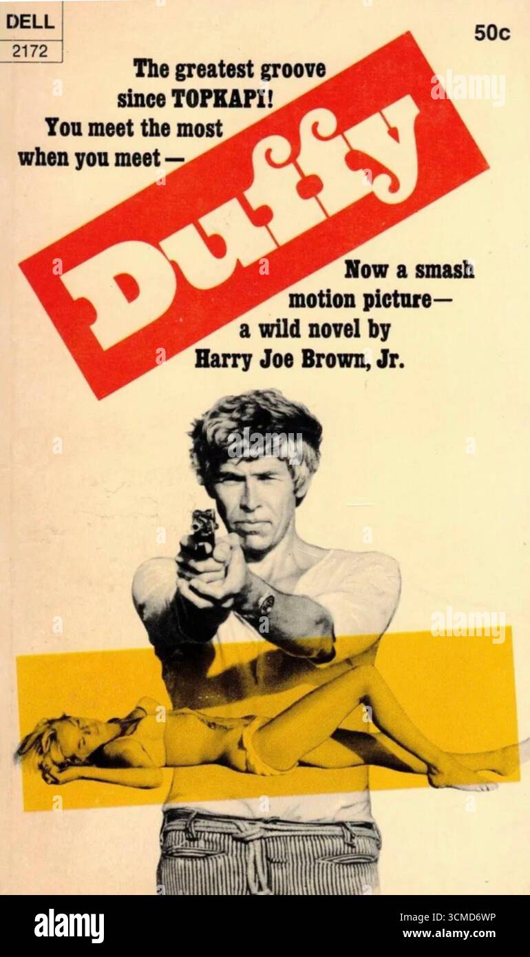 1968 Duffy Movie Tie-In Paperback cover featuring James Coburn Stock Photo
